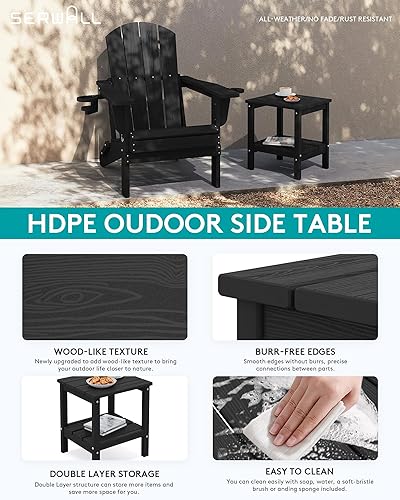 Miniatura 25 de SERWALL Mesa auxiliar doble Adirondack rectangular, color marrón