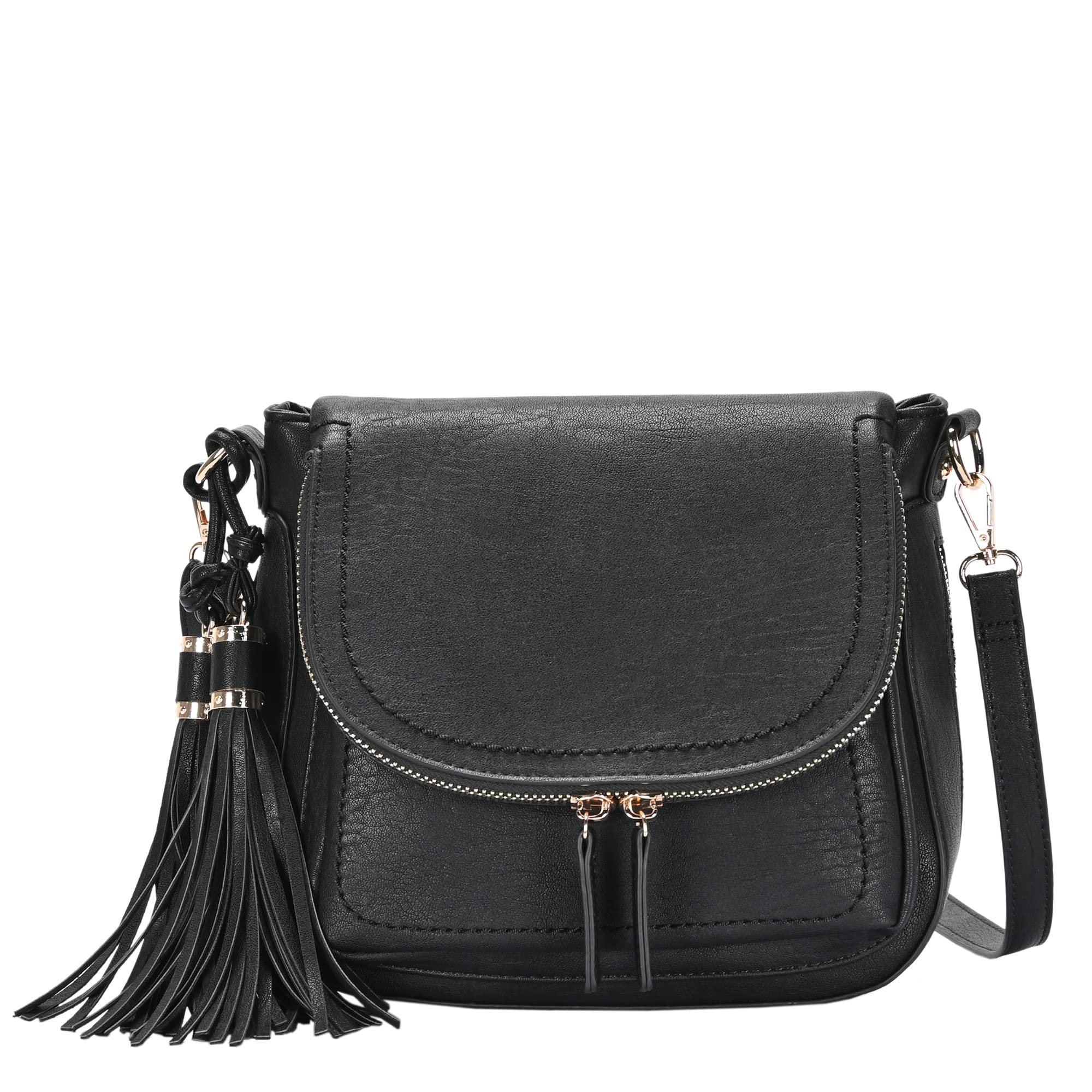 MMS - Design Studio The Journey Crossbody Shoulder Bag for Women, Distressed Vegan Leather