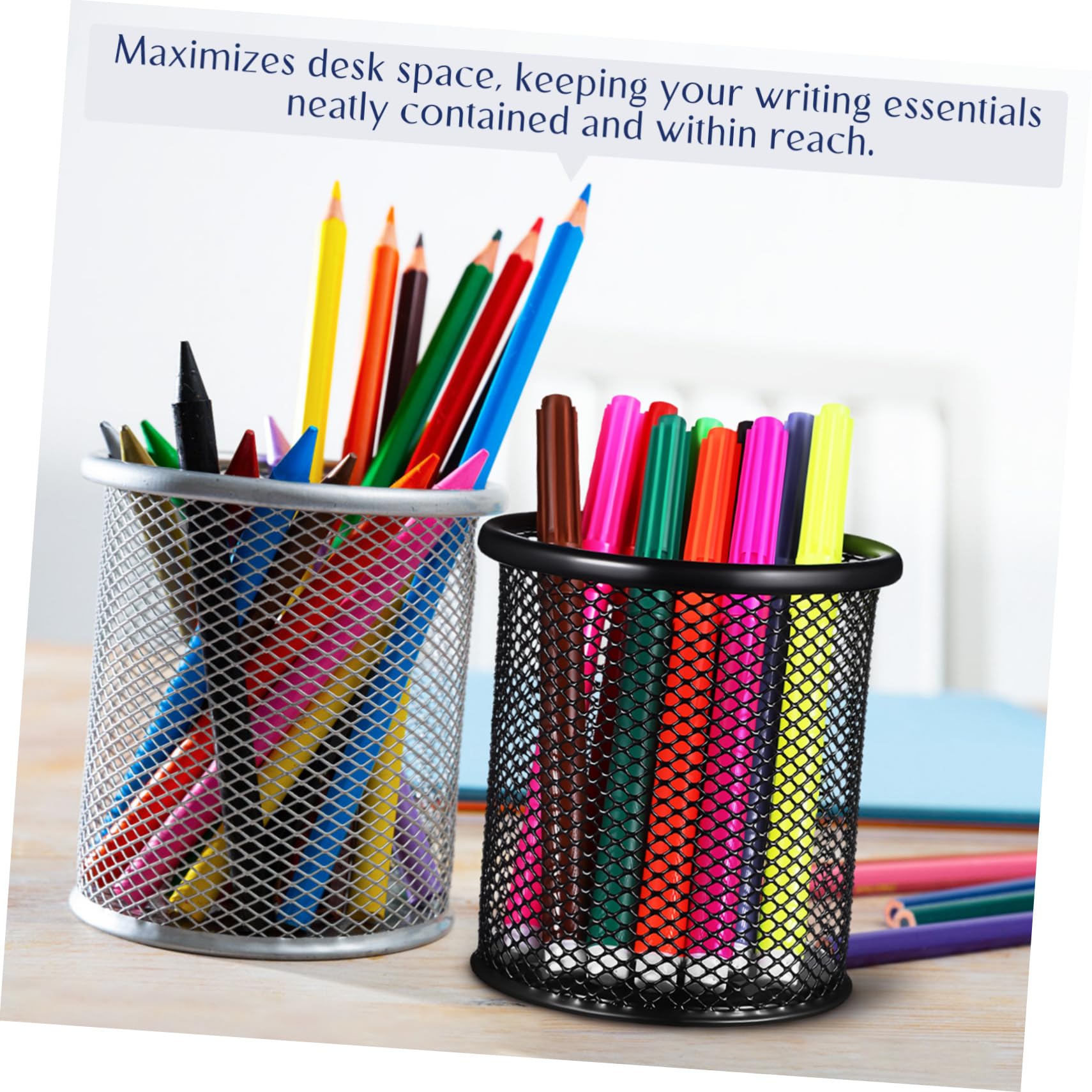Operitacx 5 Sätze Metall Stiftehalter Im Mesh Design Runder Schreibtisch Organizer Für Stifte Pinsel Und Büromaterial Robuster Und Moderner Stifteköcher 2 Stück * 5