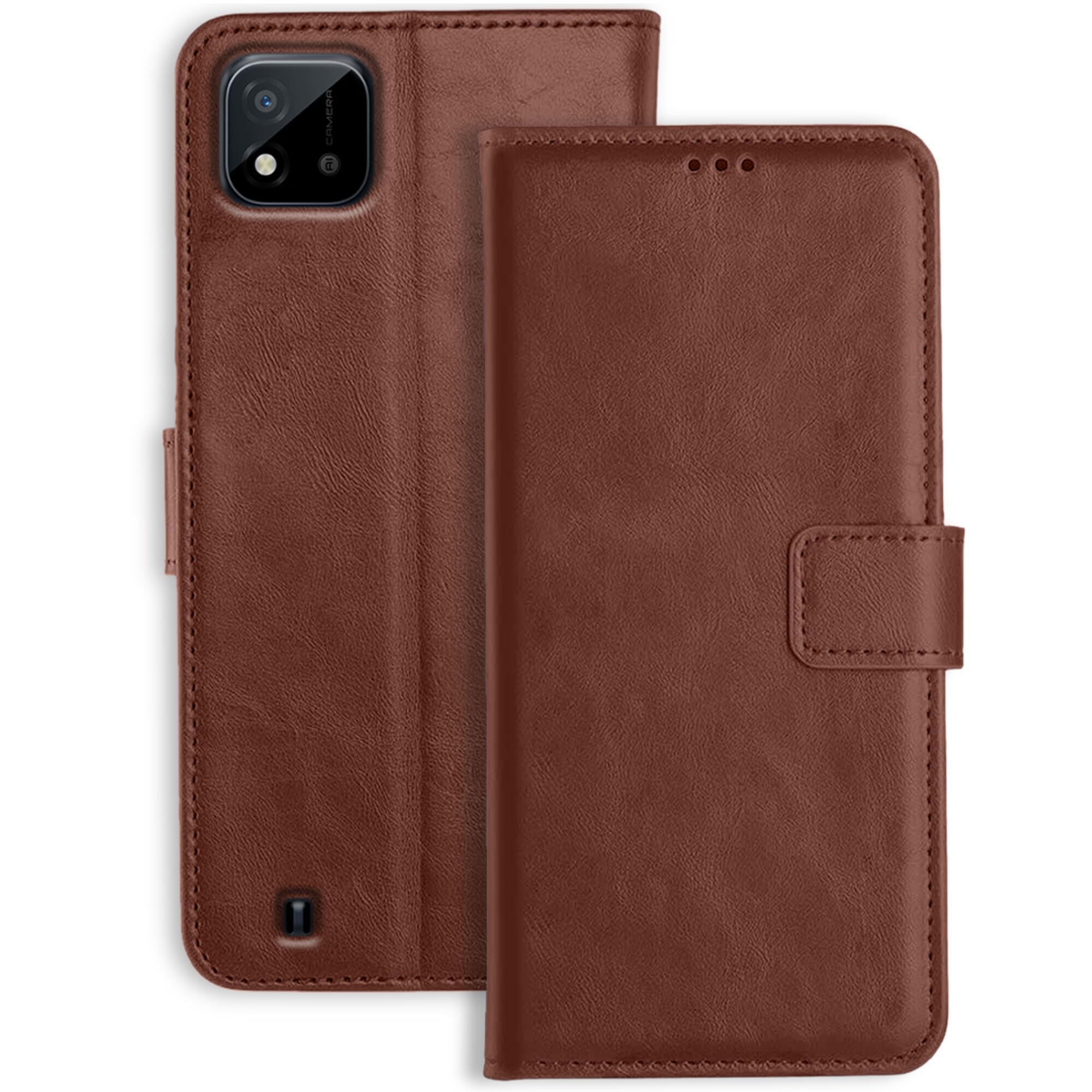 Genron Realme C11 2021 Leather Flip Cover | Shockproof | 360 Protection | Wallet Style Magnetic Closure Back Cover Case for Realme C11 2021 (Brown) (B09SBHGQKT) Amazon Price History, Amazon Price Tracker