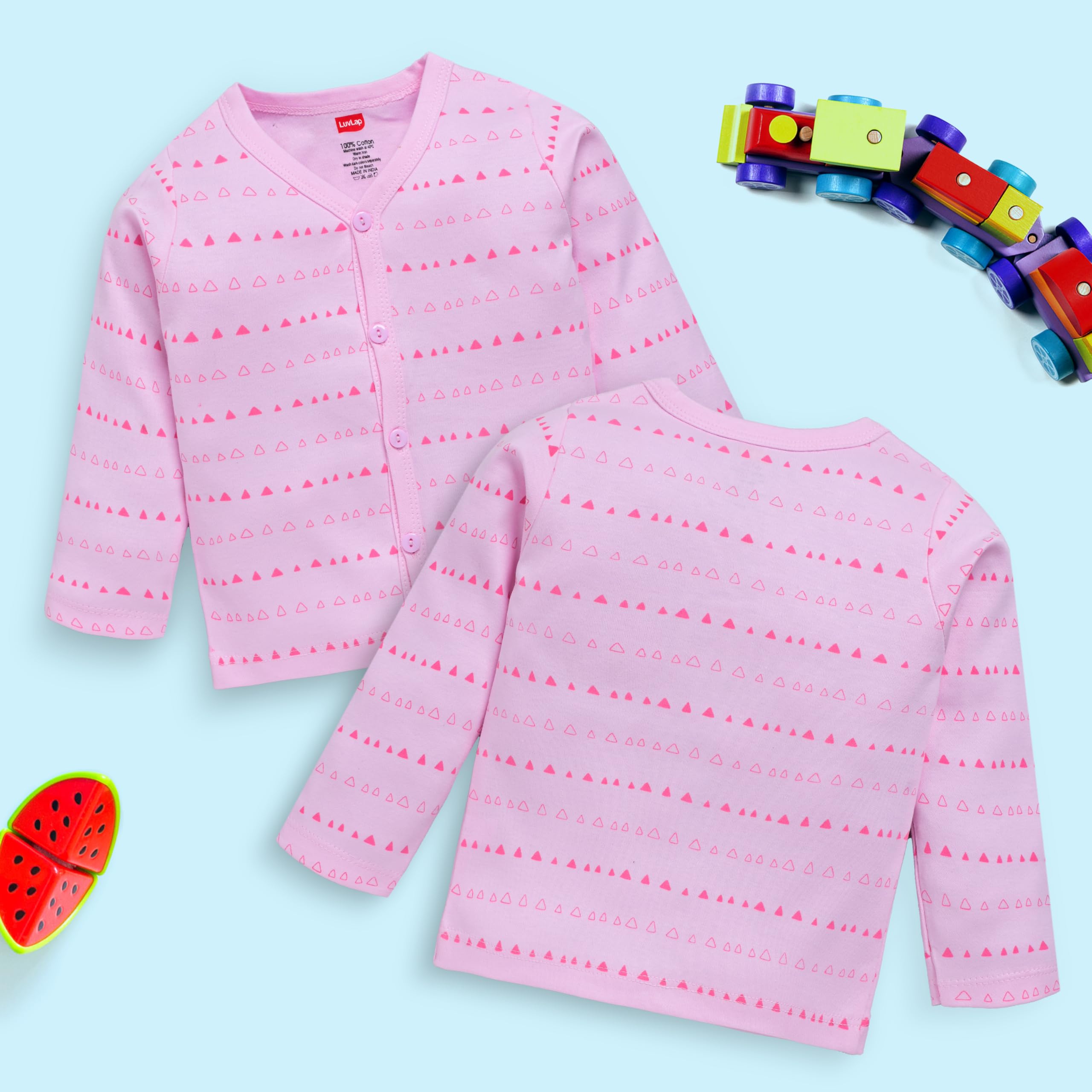 LuvLap Baby Boys & Baby Girls Pack of 4 Full Sleeve Jhabla, 100% Cotton, L (6 to 12 Months) 3