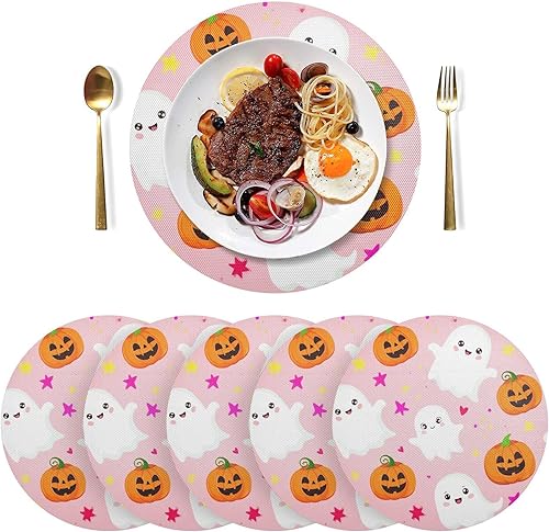 Miniatura 3 de Cute Pumpkin Pink Table Place Mats, Non Slip Placemats Set Washable for Kitchen Table one sizex1