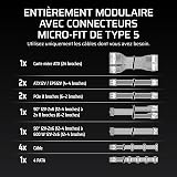 Corsair RM1000x Shift Alimentation ATX entièrement modulaire - Câble 12 V-2x6 natif, ATX 3.1 et PCIe 5.1, Bouton de contrôle de la Vitesse du Ventilateur, Condensateurs Japonais, Certifié Gold - Noir - 8