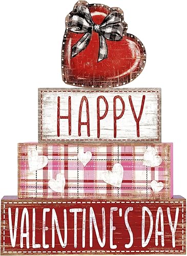 Miniatura 13 de DIYDEC 4 piezas de decoración de mesa de Navidad, árbol de Navidad, letrero de bloque de madera, decoración de bandeja escalonada de Navidad, pieza