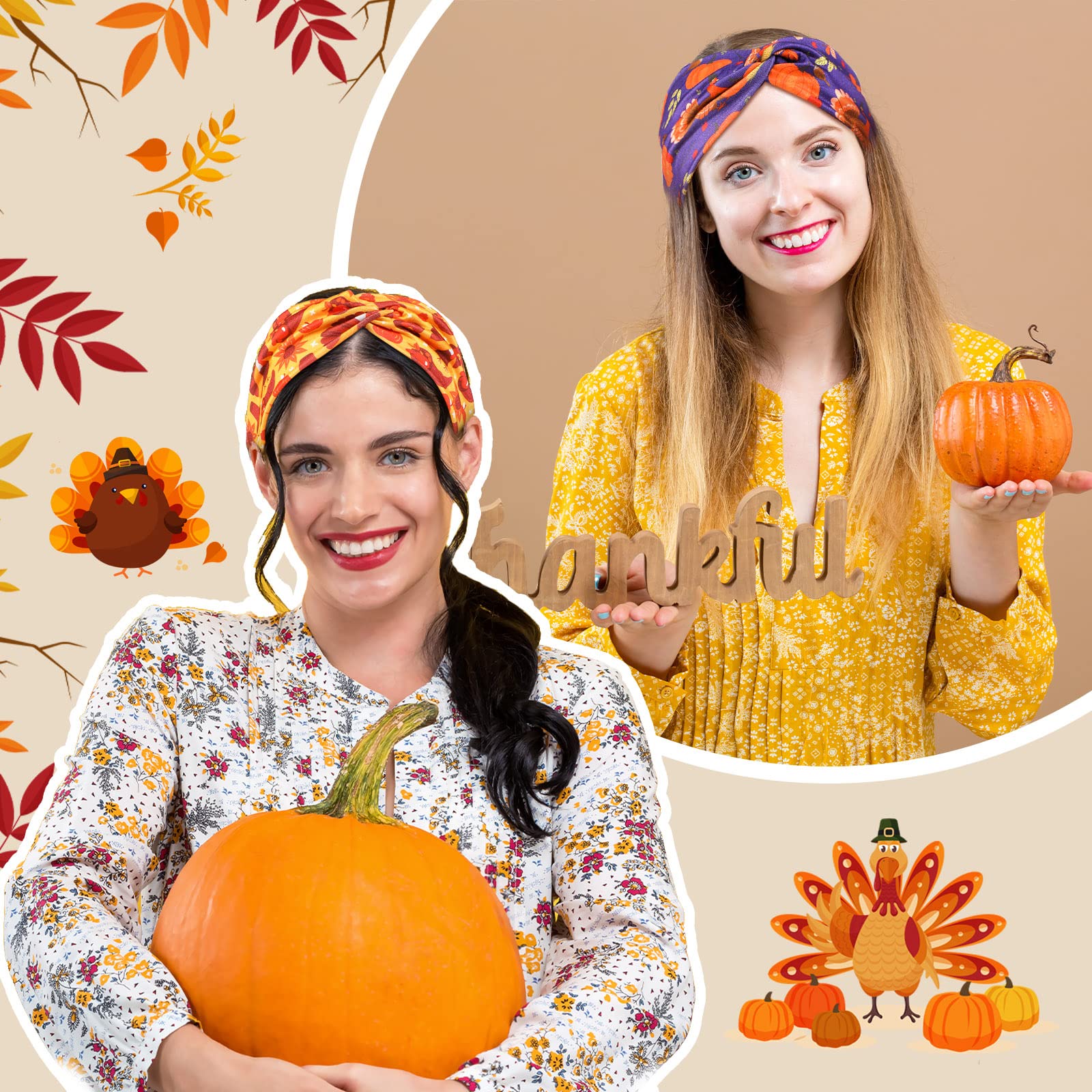 Amazon.com : Waydress 12 Pcs Thanksgiving Headband for Women  display picture 3