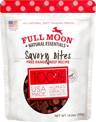 Full Moon All Natural Human Grade Dog Treats, Essential Beef Savory Bites