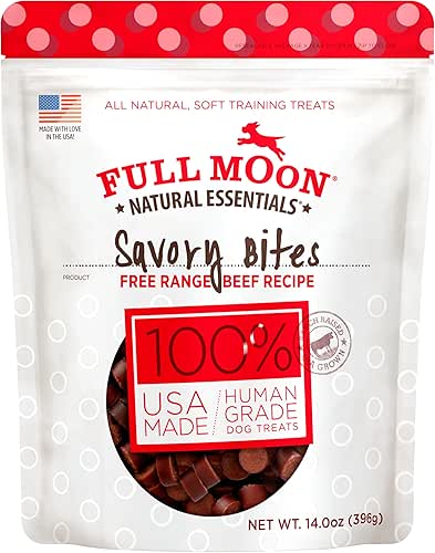 Full Moon All Natural Human Grade Dog Treats, Essential Beef
