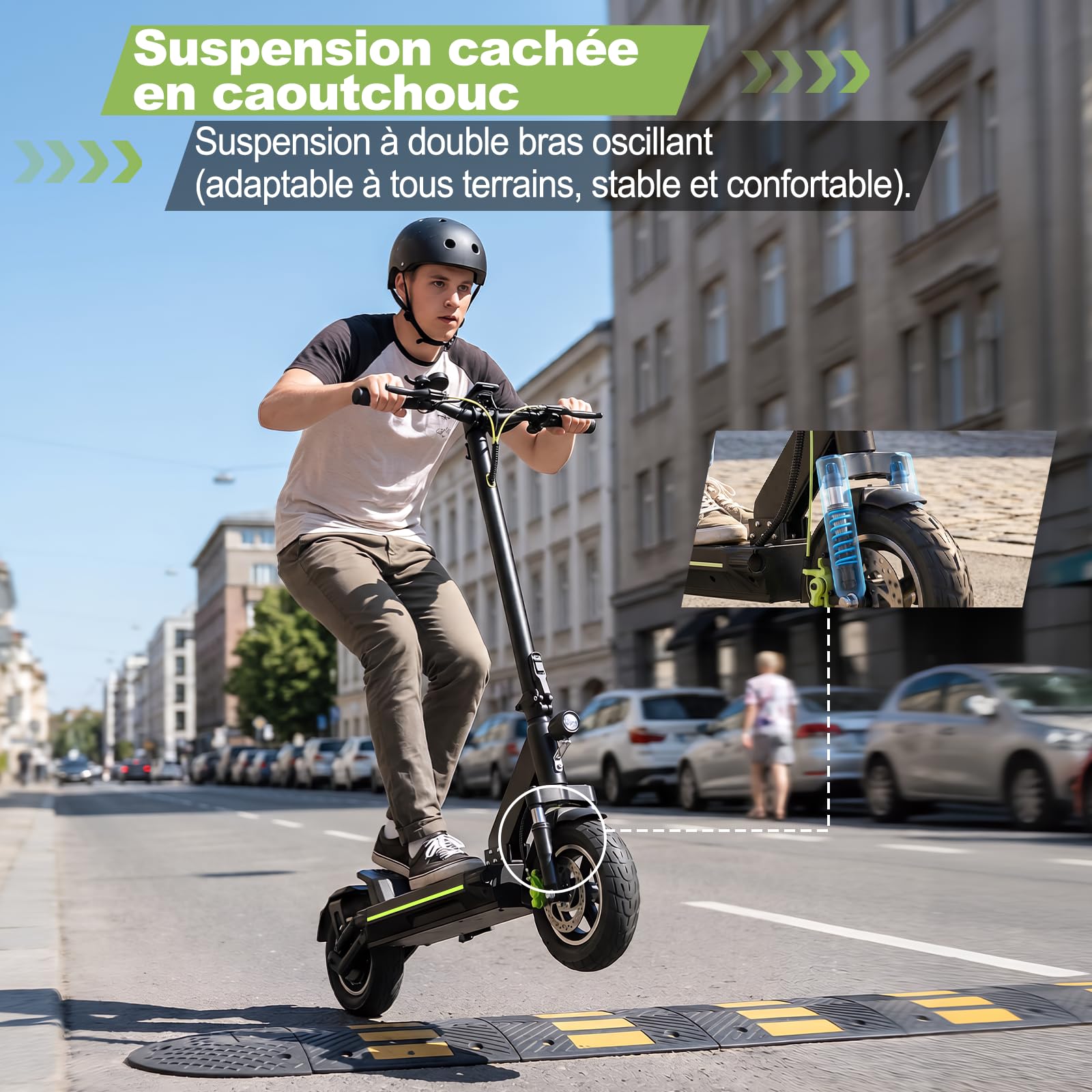 TODIMART Trottinette Électrique Adulte, Jusqu’à 55-80 km, Batterie 48V 13/18.2 Ah, Pneus Tout Terrain de 10 Pouces, Moteurs 500W/1000W*2, Double Suspension, Double Frein à Disque, Pliable