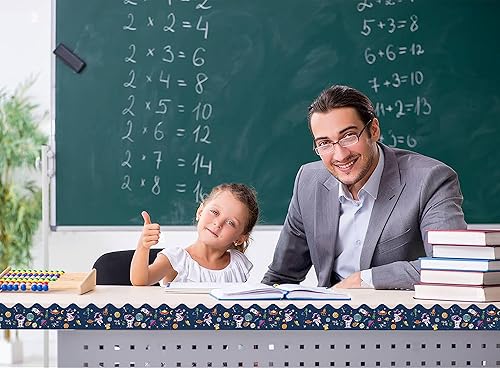 Miniatura 7 de VESMATITY Tablero de anuncios de astronautas espaciales galácticos de 65.6 pies, bordes rectos, enrollados, decoración para escuela, aula, oficina,