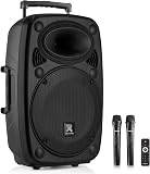 Vonyx VERVE-46 15-Inch Portable PA Speaker, 1000W Battery Powered Sound System, Wireless Mics Included, Perfect Portable PA System & Speaker With Microphone for Events, Parties, and Presentations - 1
