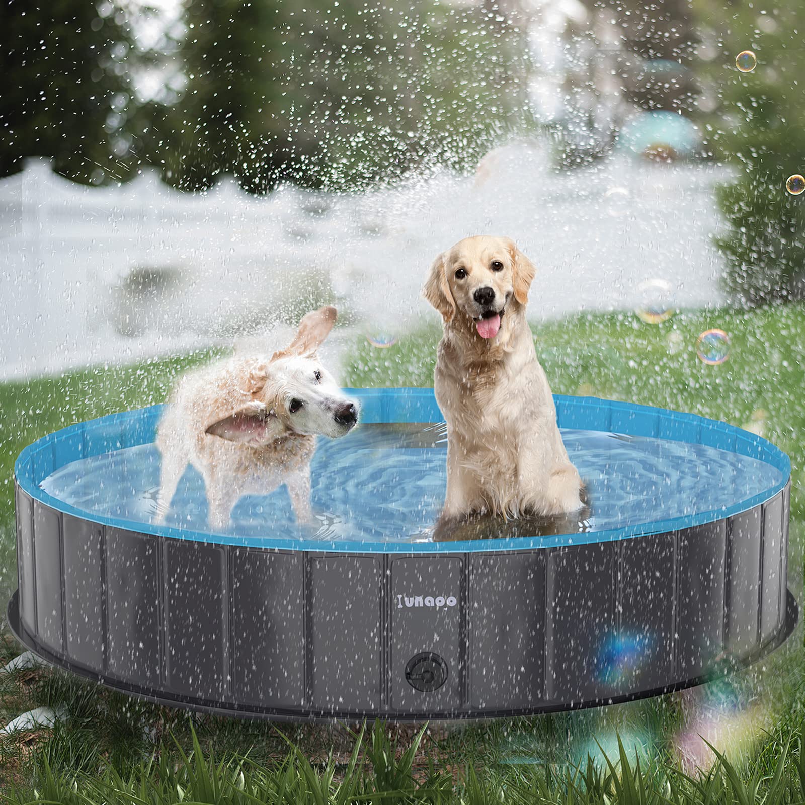 Lunaoo Foldable Dog Paddling Pool Portable Kiddie Pool For Kids