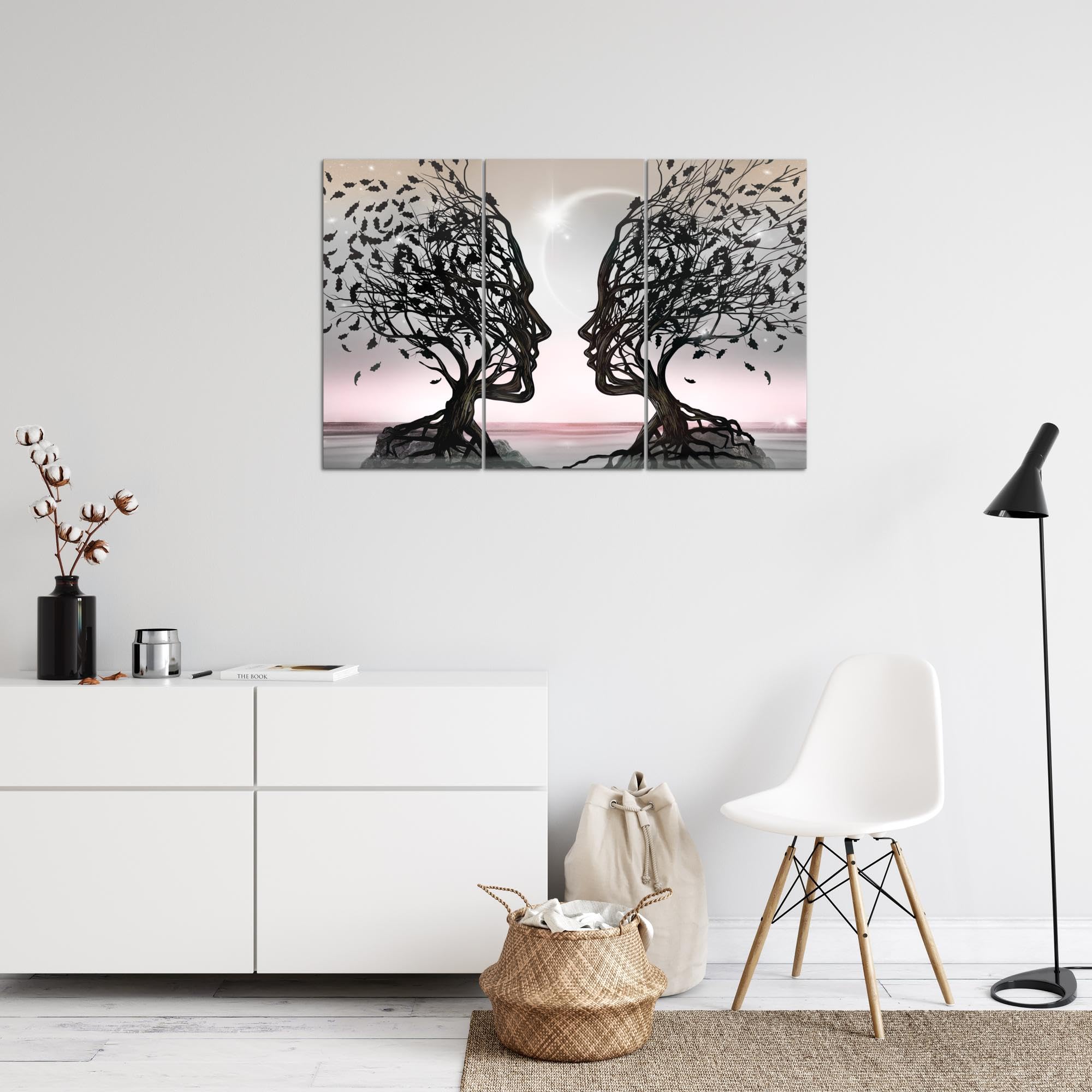 Runa Art Amantes Cuadro Lienzo no Tejido 3 Piezas Árbol abstracto Gris Rosa Dormitorio Corredor 044831b