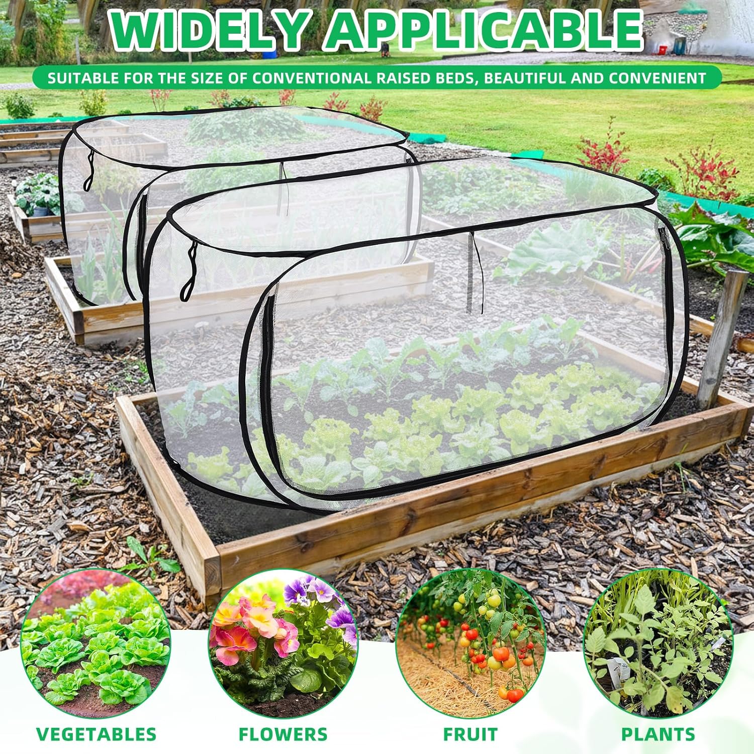 2 pcs PVC Garden Covers for Raised Beds, Higher 45" x 22" x 25" Greenhouse Freeze Protection Rows, Pop up Raised Plants Bed Rows, Garden Row Plants Cover Accelerator for Protecting Seedlings Vegetable