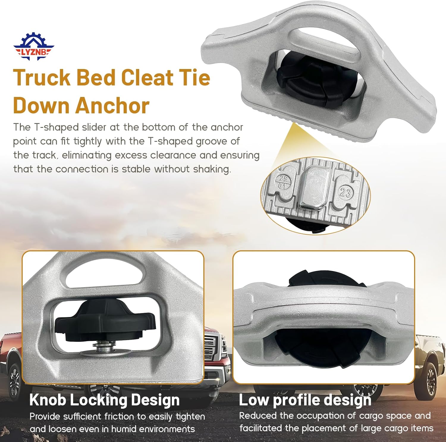 Adjustable Truck Bed Anchor Bed Rail Tie-Down Pickup Truck Cleat Compatible with Nissan Titan 2004-2015 Frontier 2005-2025 999T7-ZV00A 999T7-WQ700