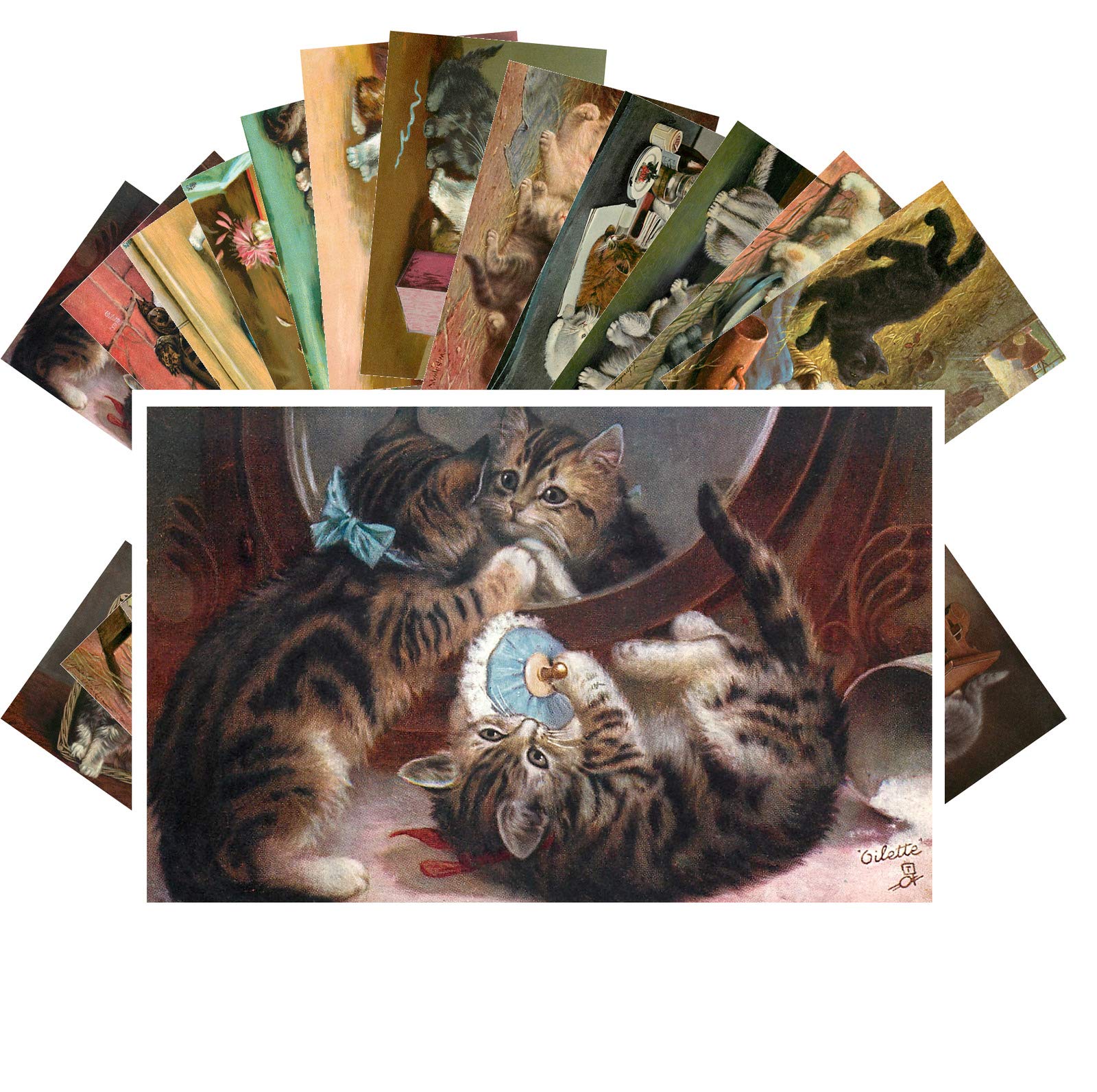 PIXILUV Vintage Postcards 24 pcs Cute Kittens Playing Cats Retro Cards REPRINT