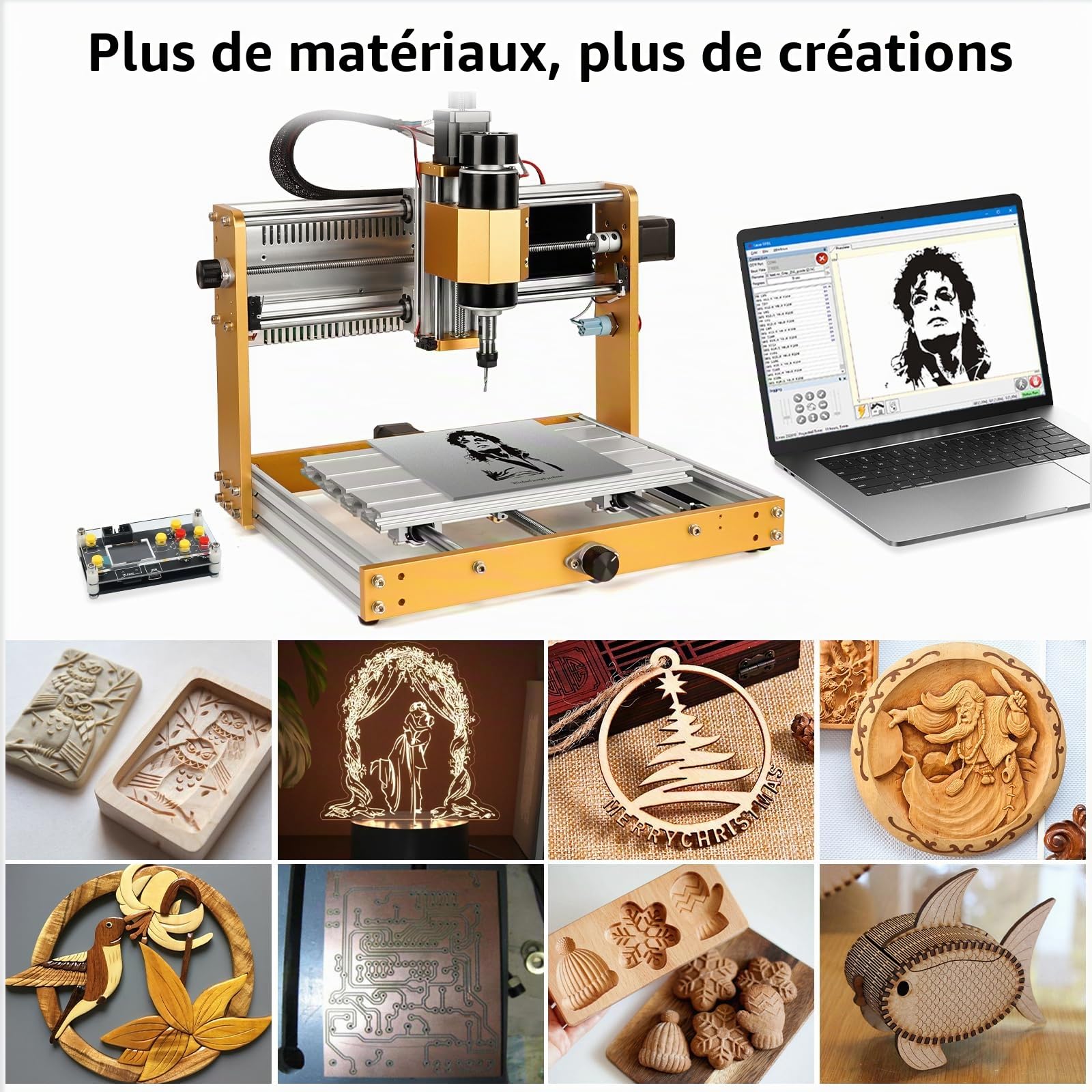 Annoytools CNC Fraiseuse All-Metal CNC 3018 PRO MAX avec Broche de 500 W, Interrupteurs de Fin de Course et Arrêt d'urgence, 300 x 180 x 80 mm Zone de Travail pour Bois, Acrylique, Métal Mou