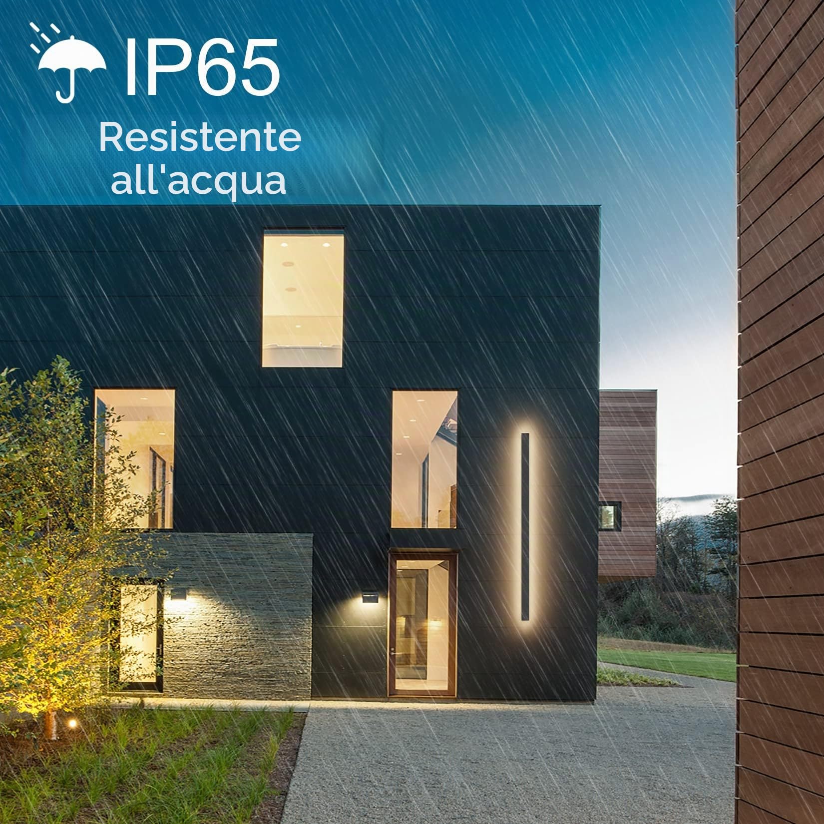 K-Bright Lampada da Parete Esterno/Interno LED 45W 4000K Bianco Naturale IP65 Applique da Parete Esterno 150CM Moderno per Balcone Giardino Veranda Via Garage, Grigio scuro