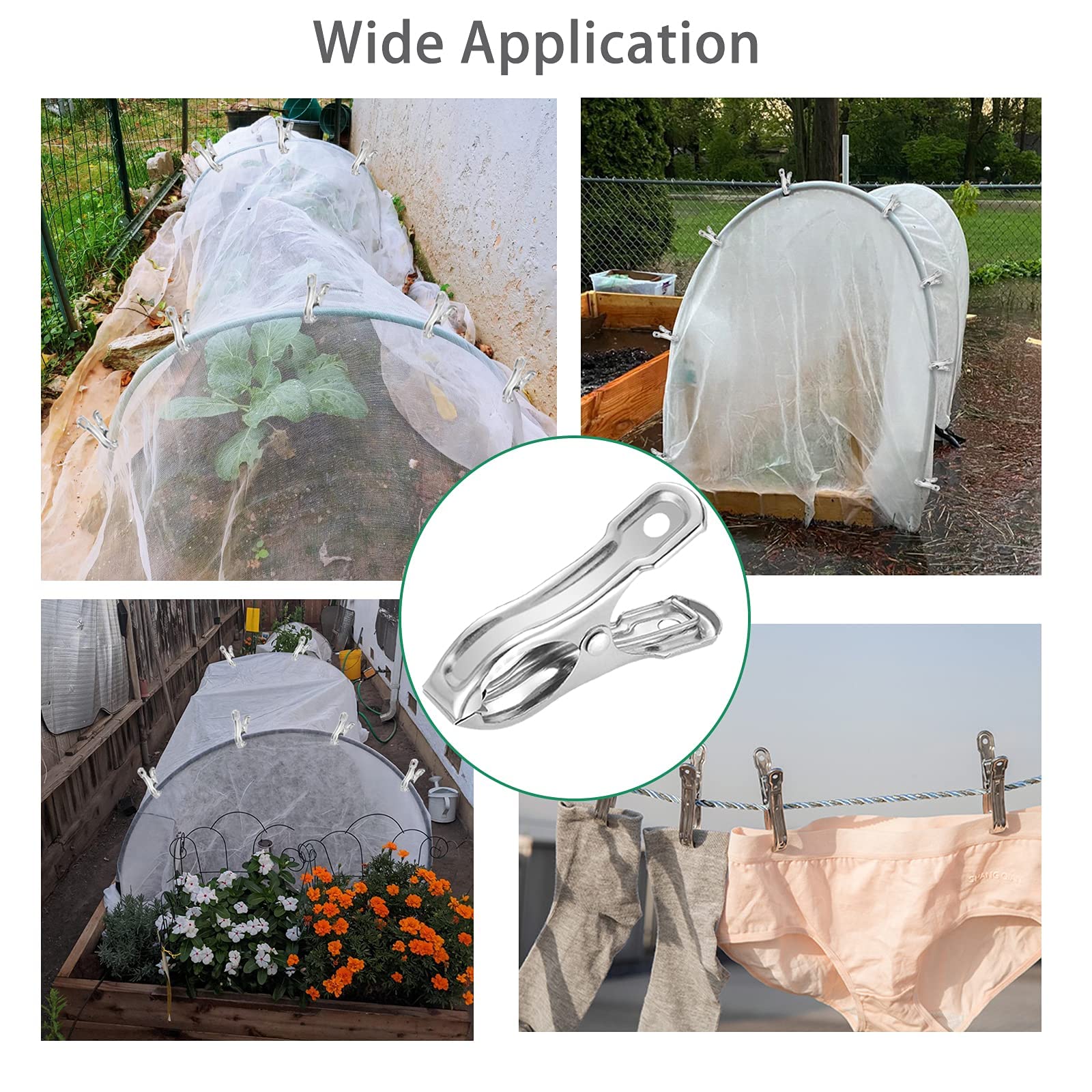 Samhopo 40 PCS Garden Clips,Greenhouse Clamps Made of Stainless Steel