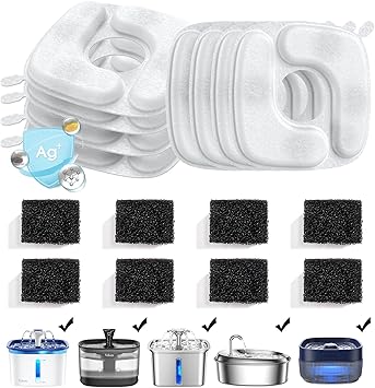 33% off: Veken Cat Water Fountain Filters, 8 Pack Replacement Filters & 8 Pack Replacement Pre-Filter Sponges …