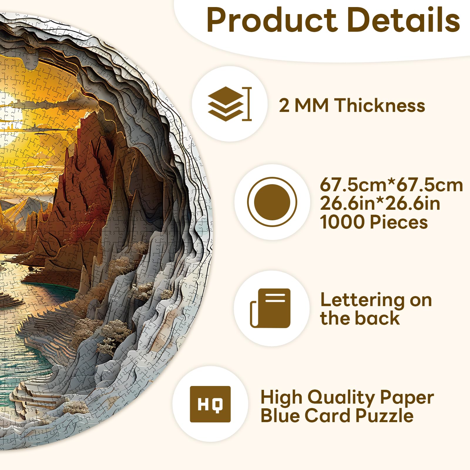 1000 Pieces Jigsaw Puzzle for Adults–3D Sunset Canyon, 26.6 x 26.6in Impossible Difficult Hard Challenging Jigsaw Puzzles, Perfect Christmas Birthday Party Home Decor Gift