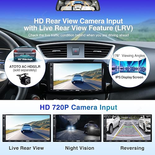 Miniatura 4 de ATOTO - Receptor estéreo para autos compatible con CarPlay y Android Auto de doble Din F7 pantalla táctil IPS de 7 pulgadas radio del auto con