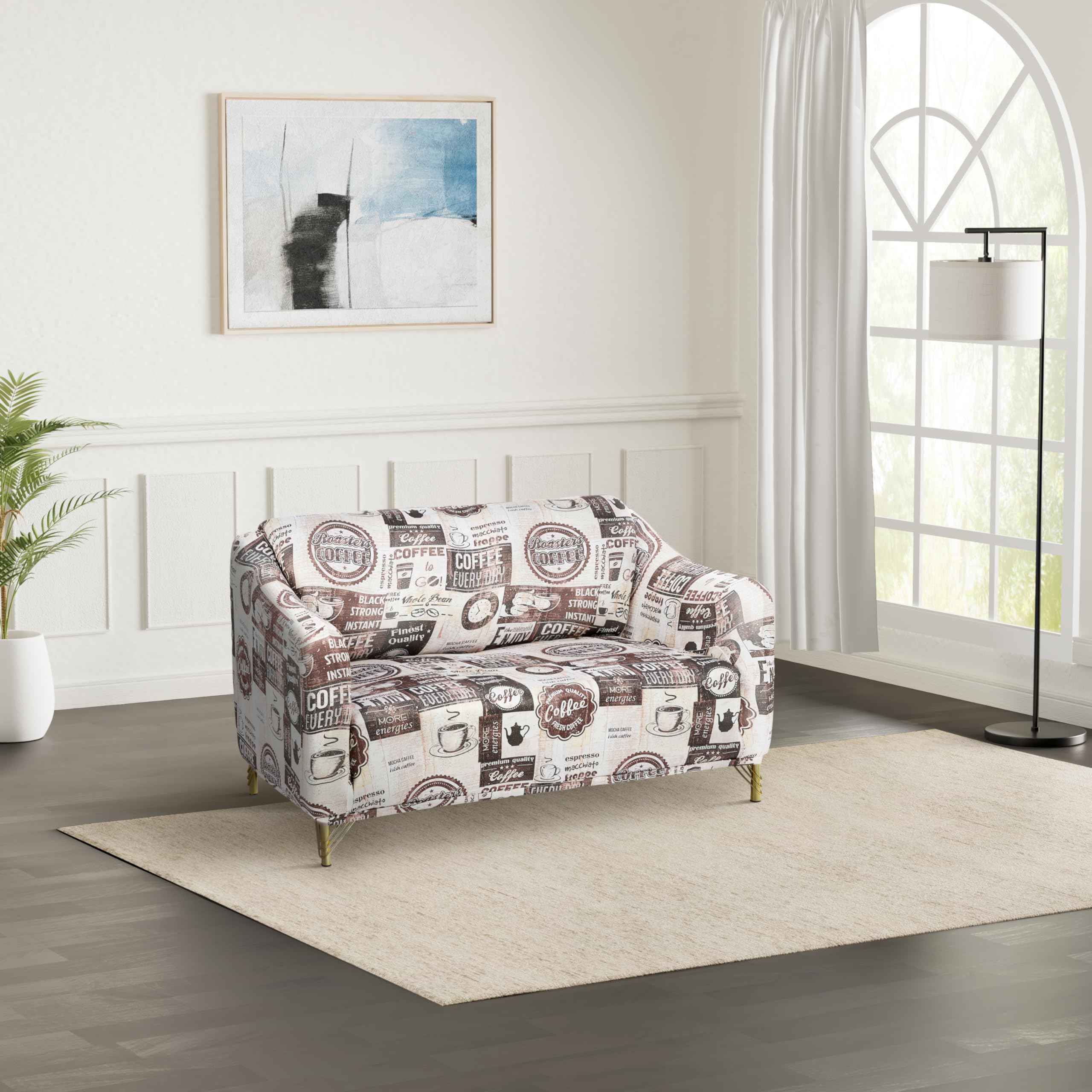 Amazon Brand - Solimo Polyester Streachable Retro Printed Coffee Day Sofa Cover (Two Seater Sofa Cover,Cream) (B0CVLD7QYY) Amazon Price History, Amazon Price Tracker