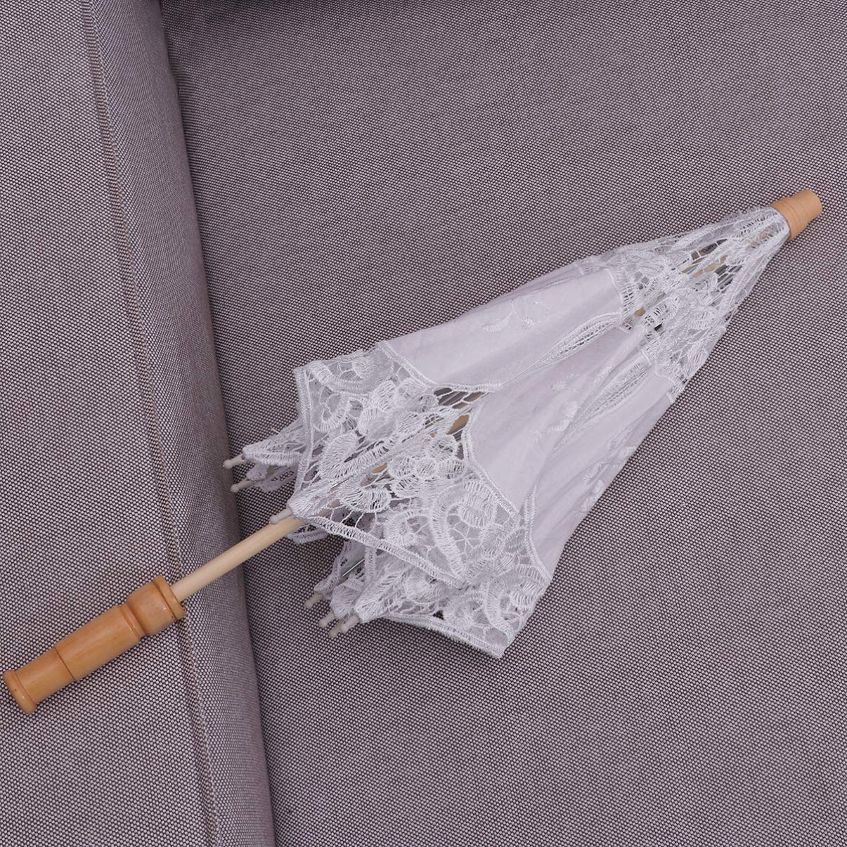 3stücke Lace Hochzeitsregenschirm Aus Baumwolle Handgefertigt Dekoration Für Fotografie Und Veranstaltungen Durchmesser Klassischer Nicht Wasserdichter Parasol Reinem Weiß Für