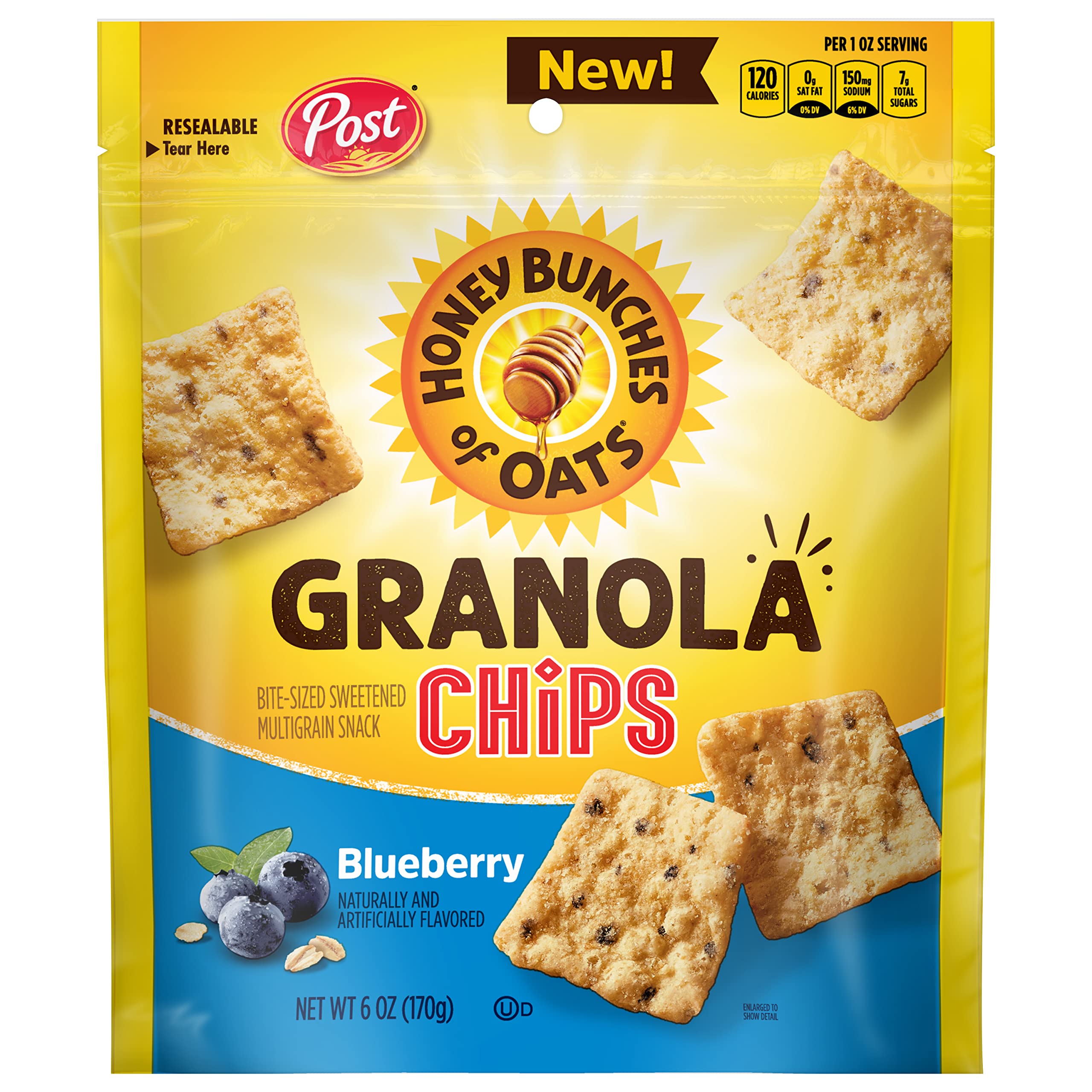 Honey Bunches of Oats Blueberry Flavor Granola Chips, Crunchy Granola Snack, 6 OZ Bag