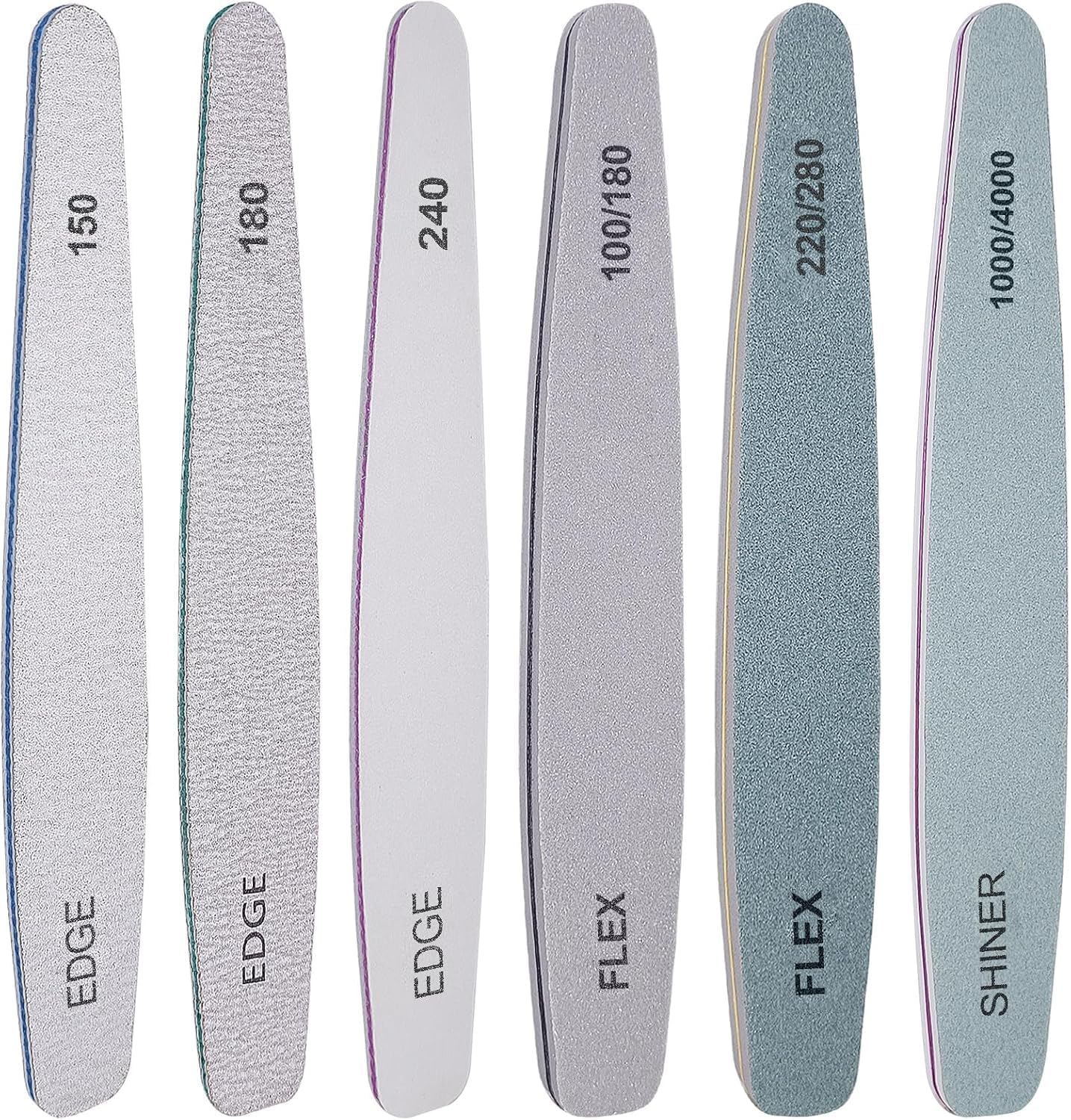 Nail Files and Buffers Block Set, Professional 6 Pcs Emery Boards Manicure Care Tools Kit, Assorted Grit 100 150 180 220 240 280 1000 4000, Perfect for Fake Nails, Extension Polygel, Dip Powder.-image-21