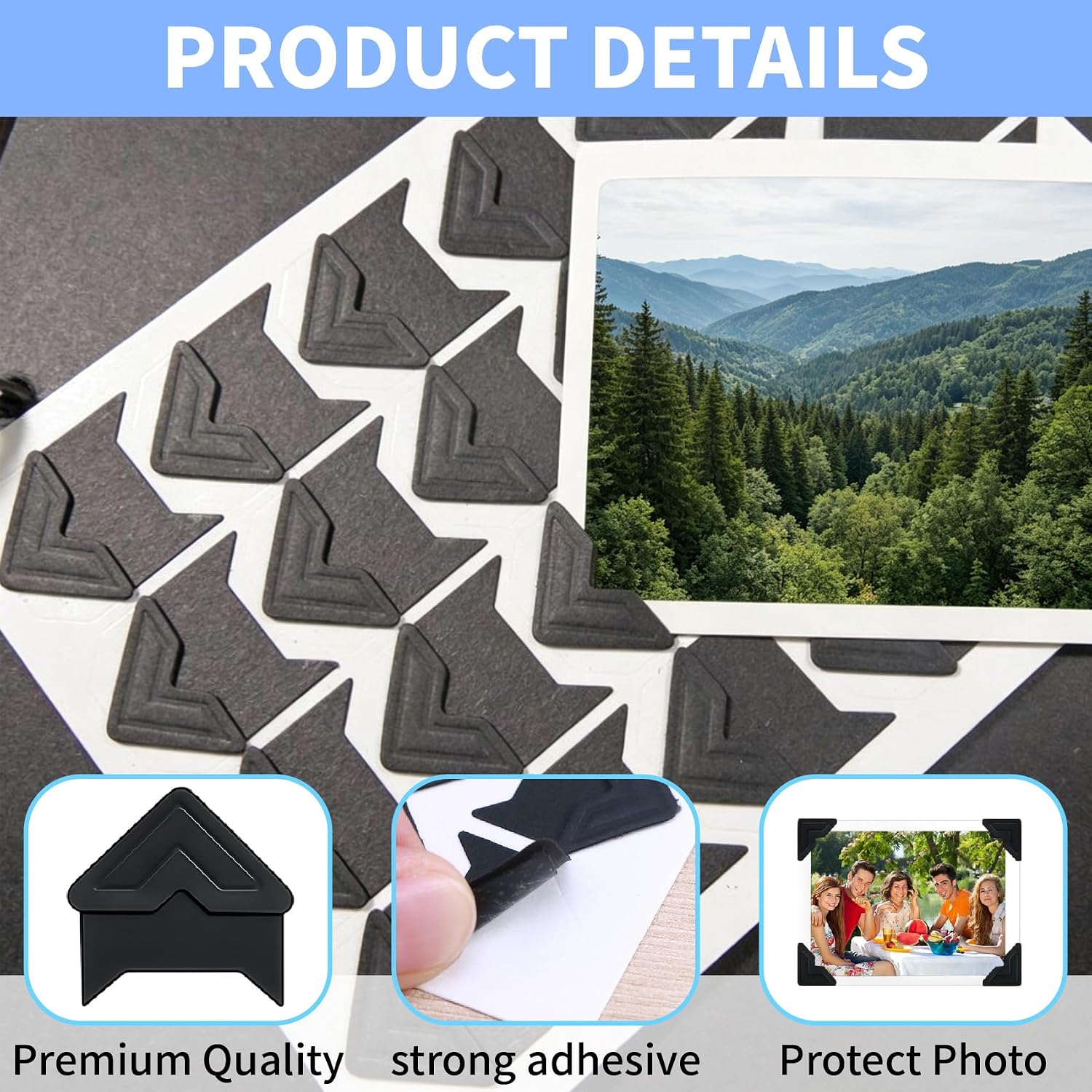 ikosy 360 Pcs Self-Adhesive Photo Corners- Black Photo Mounting Corners for DIY Scrapbook,Memory Books,Album Diary,Picture Frames,Guestbook