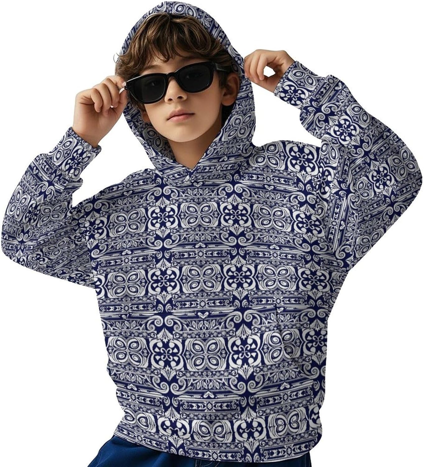 Boys Hoodies Kids Football Print Long Sleeve Hooded Sweatshirts