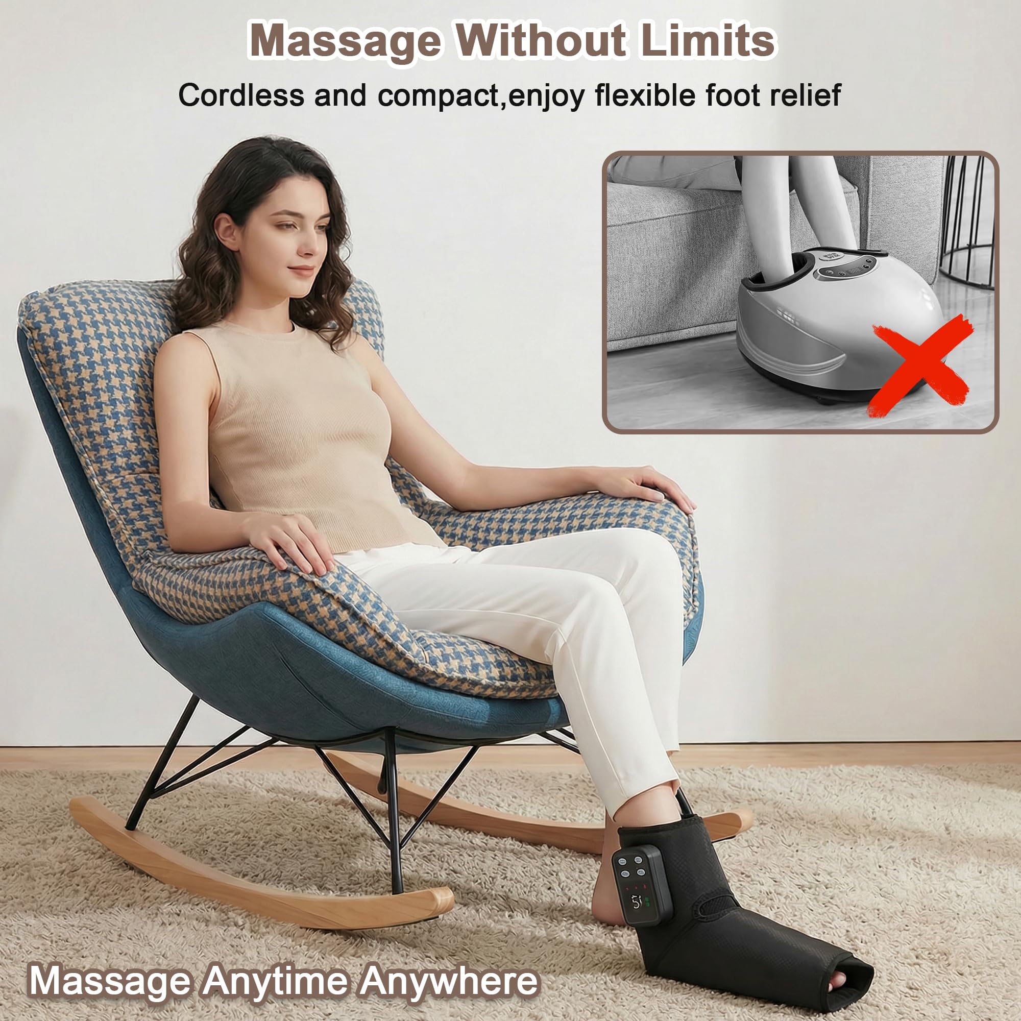 Masajeador de pies inalámbrico con calefacción para alivio del dolor plantar e hinchazón para tobillo, pies y circulación sanguínea, regalo perfecto para hombres y mujeres, papá mamá