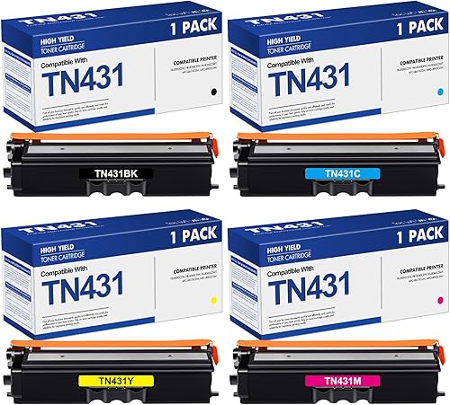 TN-431 TN 431 Toner Cartridges 4-Packs: TN433 TN-433 Replacement for Brother TN4