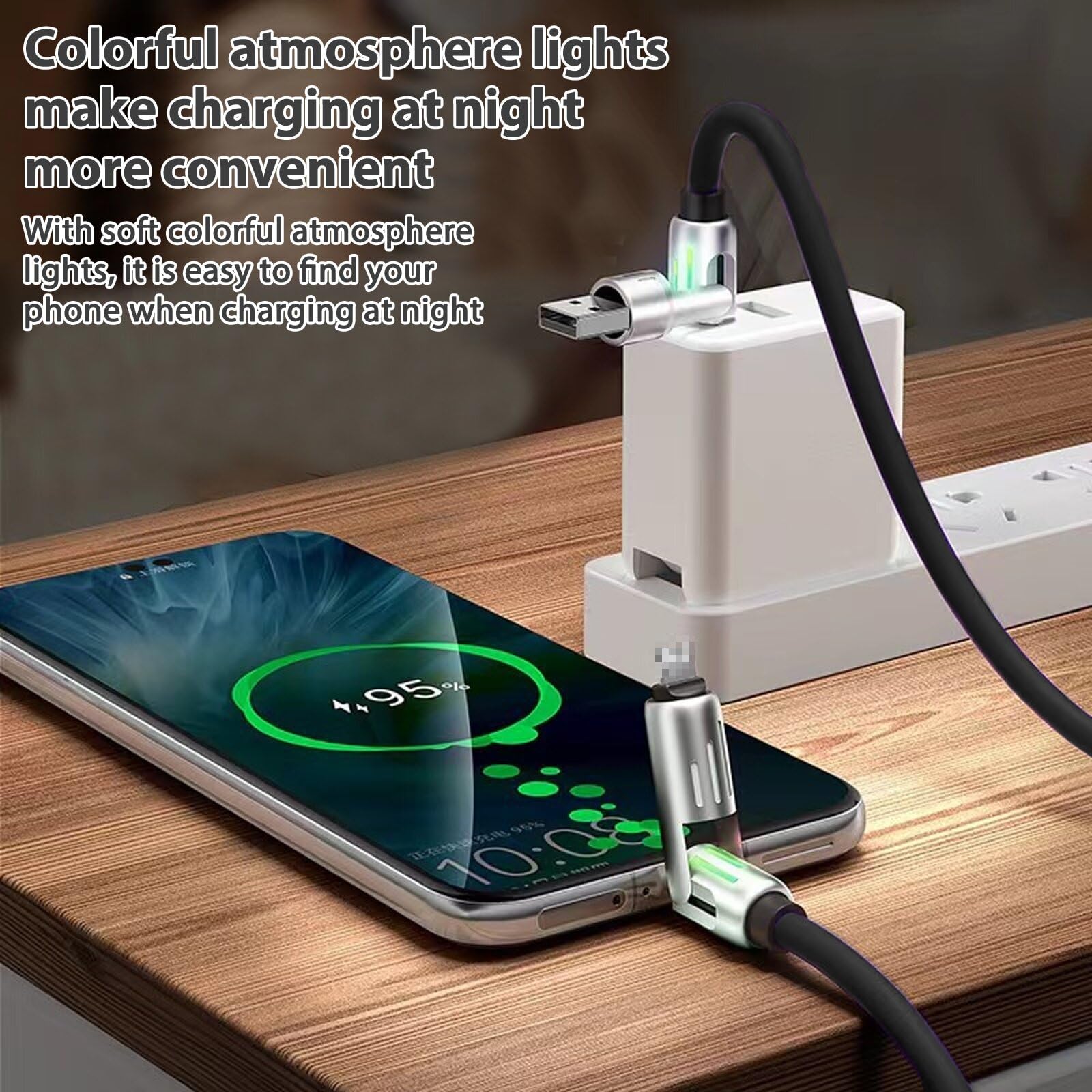 4 In 1 USB Charging Cable, 240w 4-in-1 USB C Cable, 4 In 1 USB 240w Cable, Multi Charger Cable With Breathing Light, 5a Multi Fast Charging & Data Sync Silicone Compatible (Purple - View #2