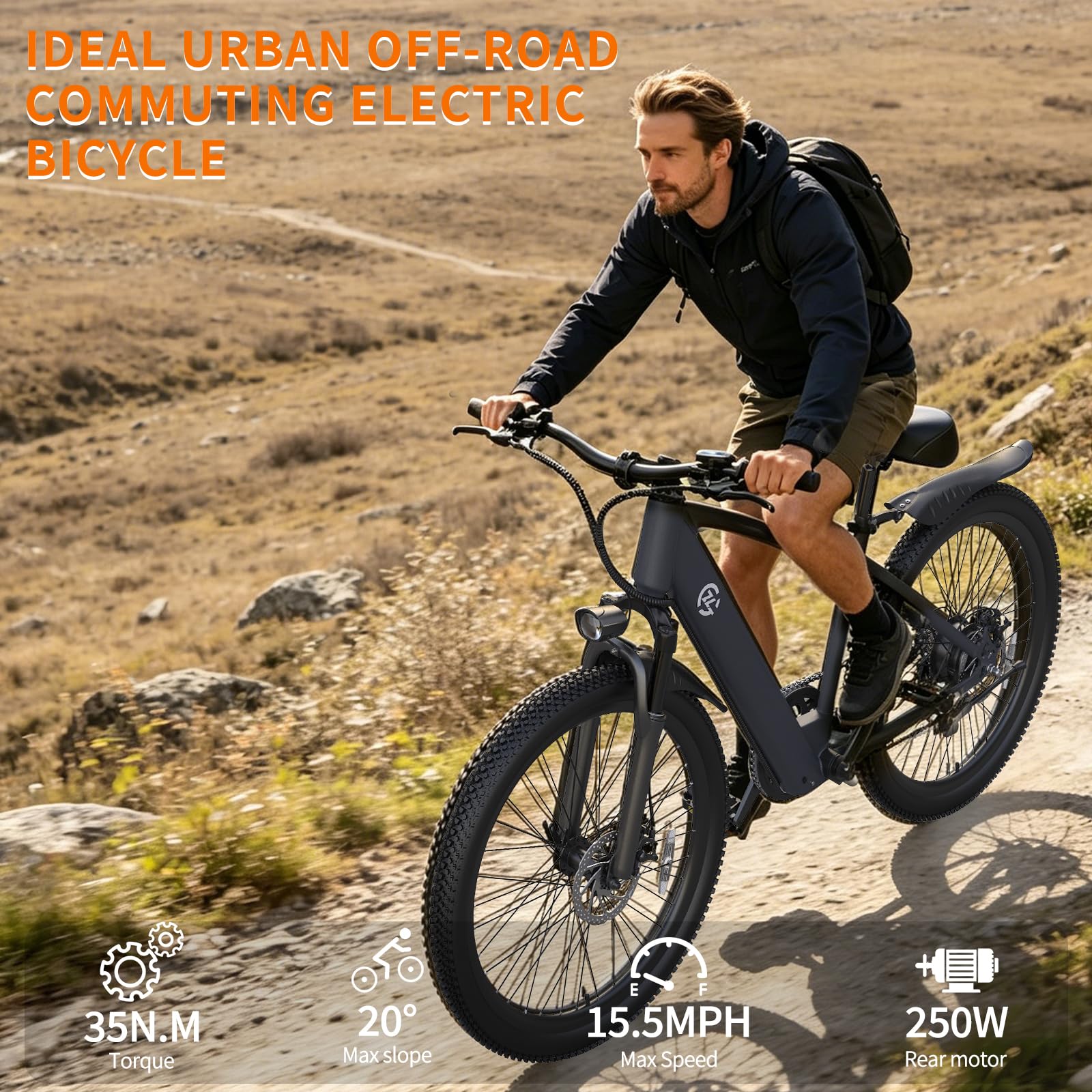 Bicicleta eléctrica de 26 pulgadas, para hombre y mujer, con motor de 250 W, batería de 36 V, 7 marchas, pantalla LCD, 3 modos de conducción, freno de disco doble, Pedelec, bicicleta de montaña E para