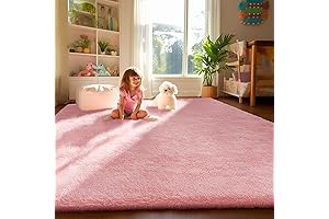 Ophanie Girls Room Rug for Kids Soft Shaggy Pink