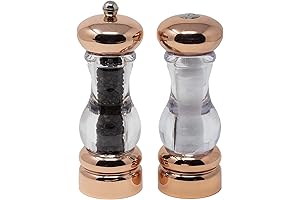 Del Norte Copper-Plated 7" Pepper Mill and Salt Shaker Set: Elevate Your Dining Experience