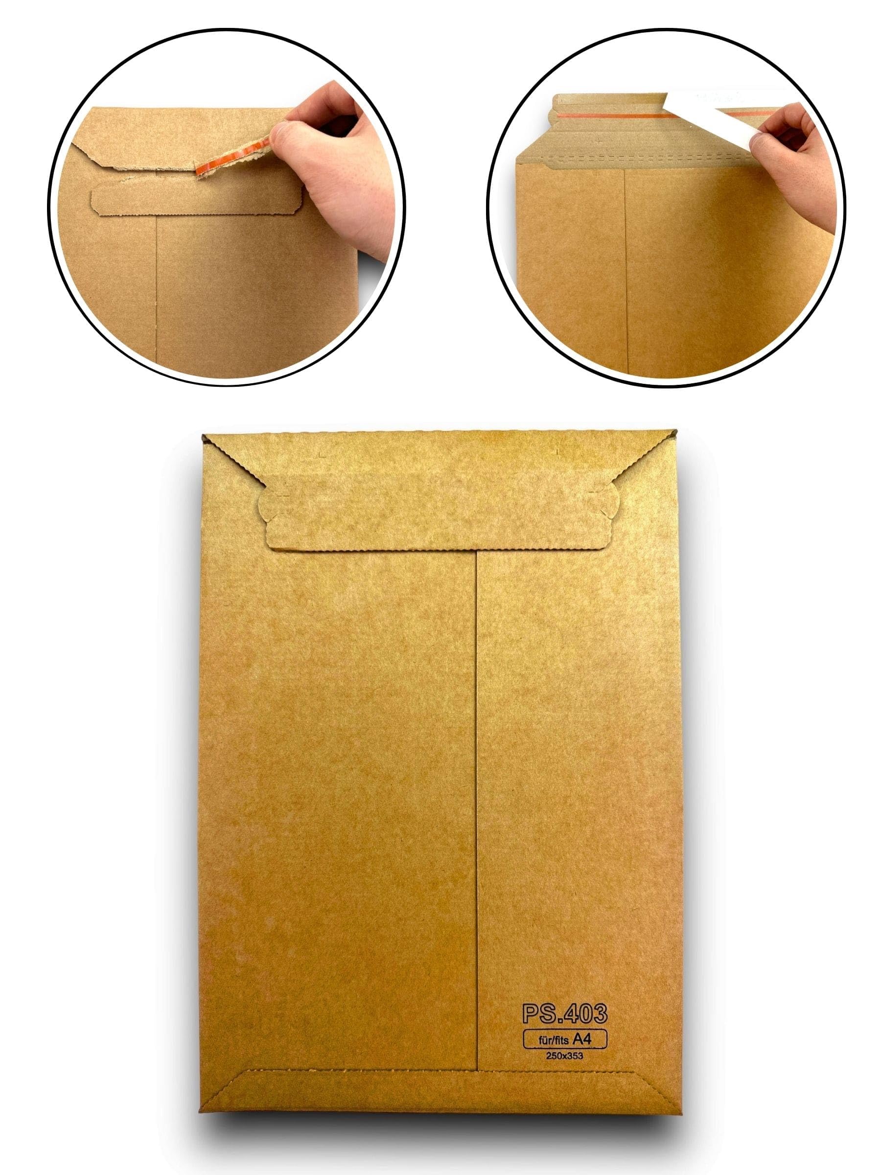 200 x Versandtaschen Wellpappe DIN A4-250 x 353 mm selbstklebend - Versandtaschen aus Karton für Elektronik Bücher Transport - Warensendung Versandverpackung (200)