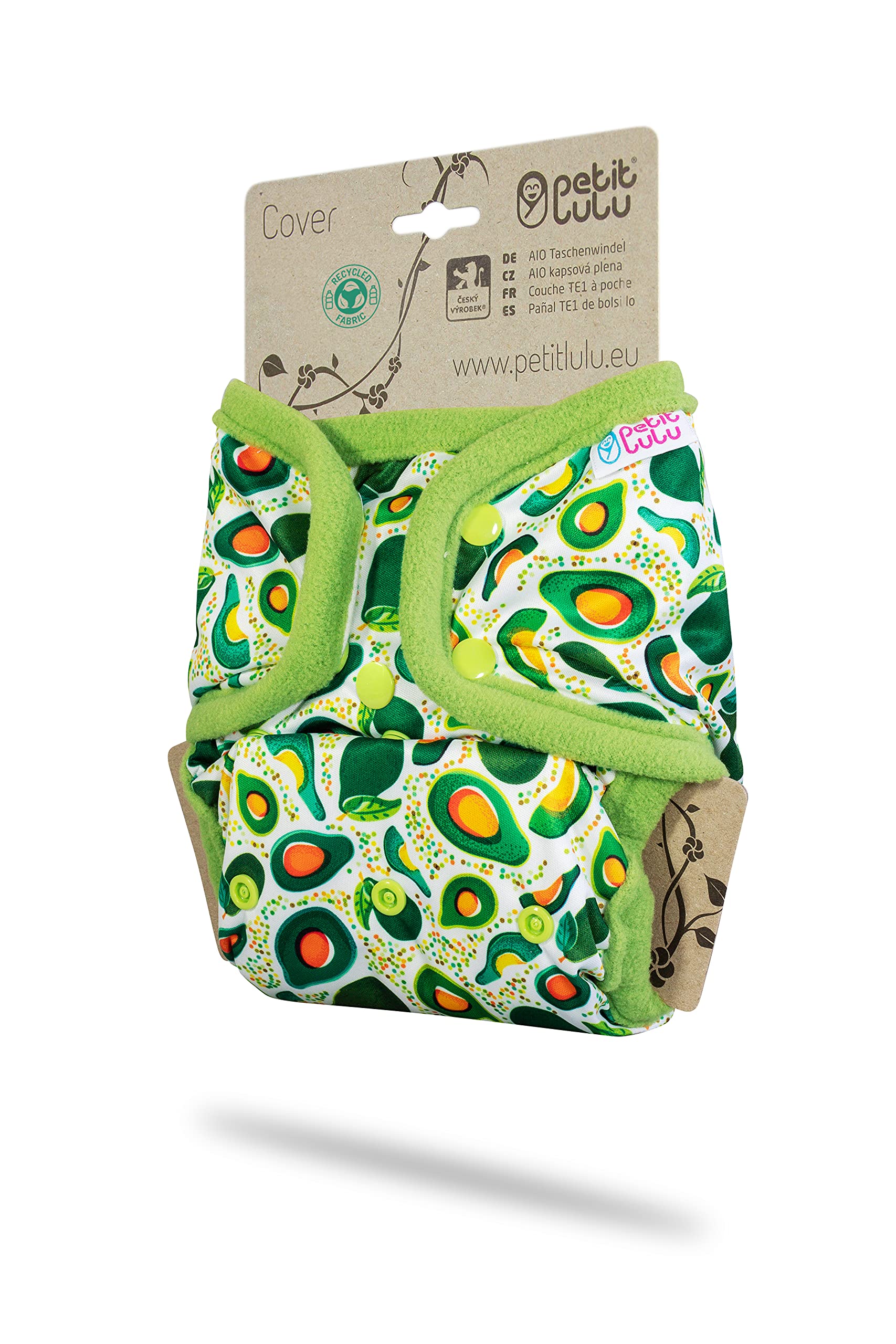 Petit Lulu Copripannolino taglia 2 in PUL (5 – 16 kg), con bottoni a pressione, taglia unica, lavabile e impermeabile, prodotto in UE (Avocado)