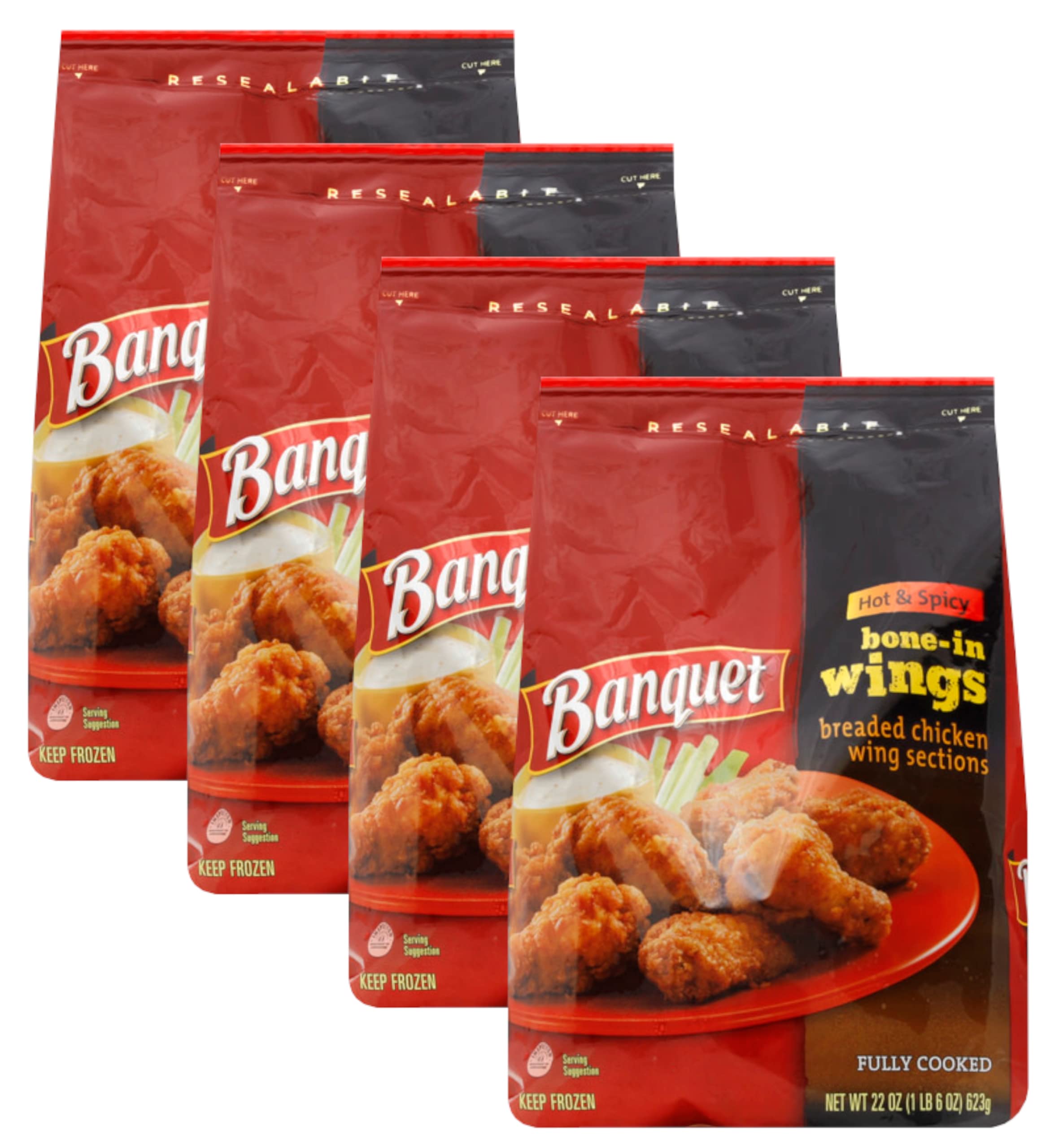 Buy Banquet Hot & Spicy Breaded Chicken Wing Sections with Bones Fully Cooked Tender and