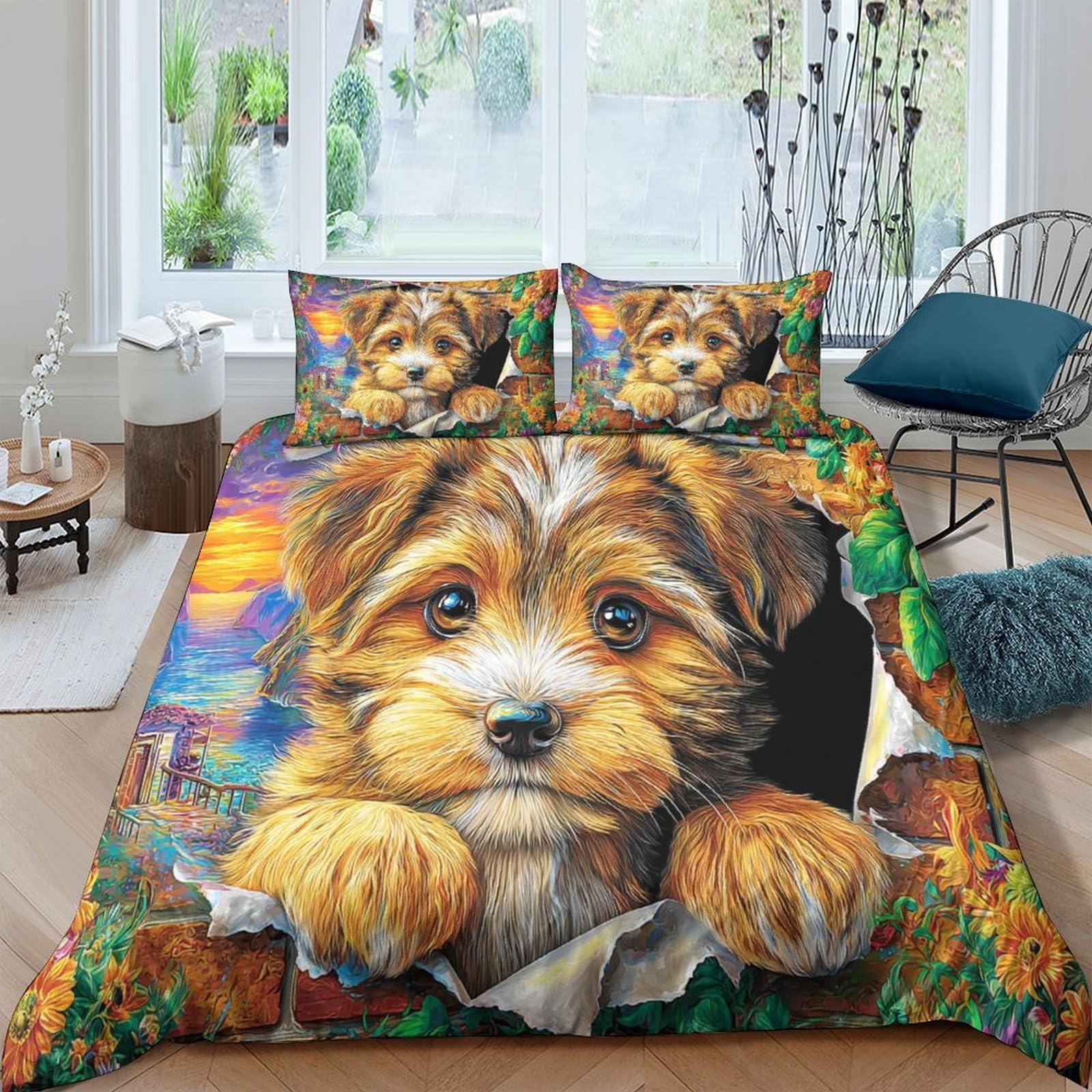 Housse de couette peinture néon évite la couette qui glisse grâce à son zip robuste