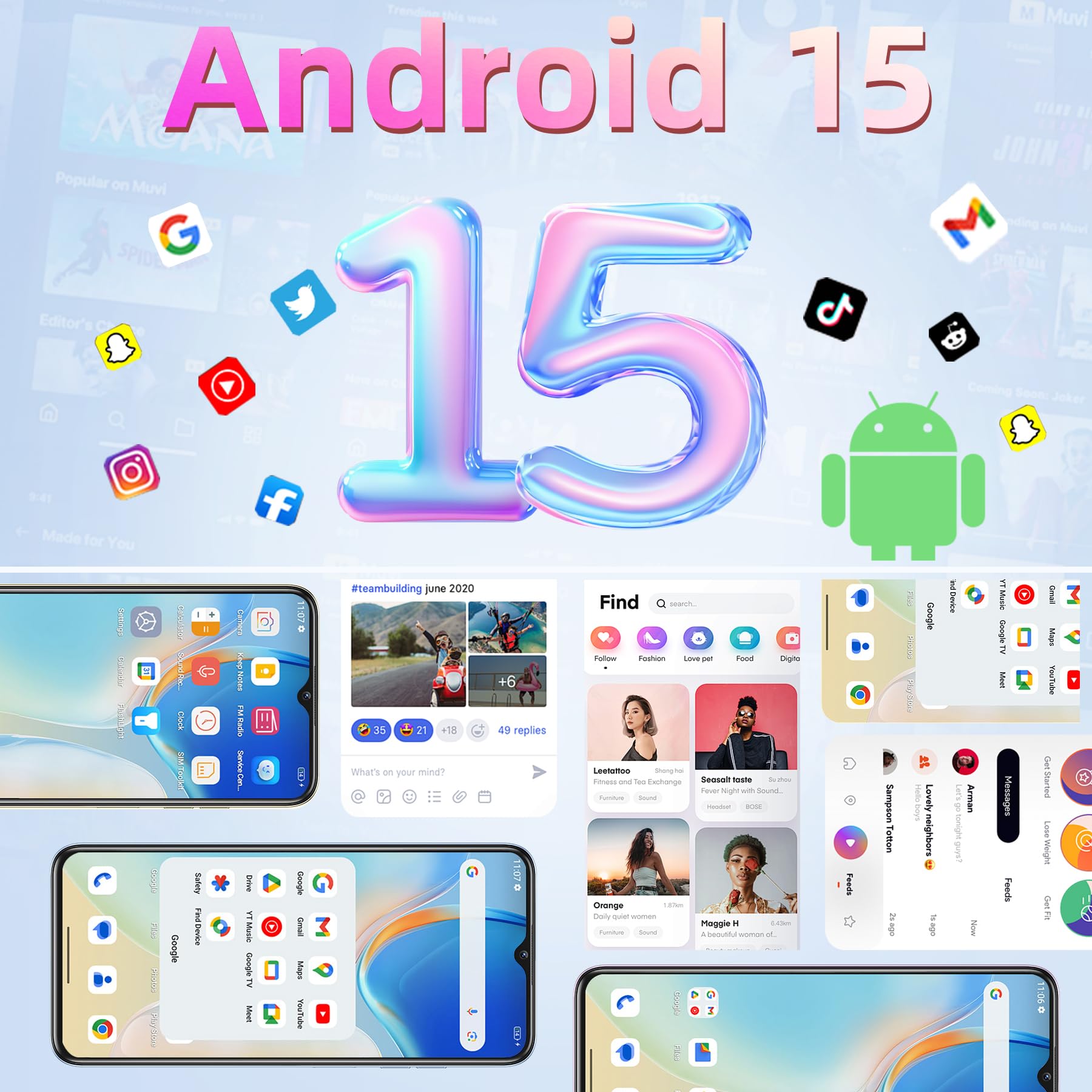 OUKITEL C1 Smartphone Android 15, 16GB +128GB/1TB Telefono Cellulare 2025, 6.52" HD+ Telefoni, 5150mAh Cellulari e Smartphone 4G, 13MP+5MP, Octa Core, Dual SIM 3 Slot/GPS/Fingerprint/OTG/3.5mm Jack