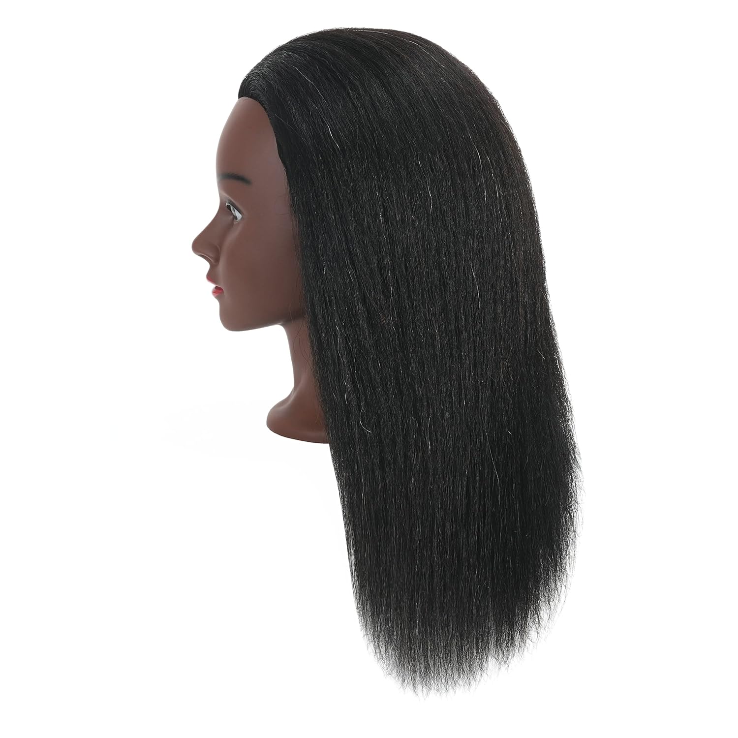 100% Real Human Hair Mannequin Head with Stand for Hairdresser Practice Braiding Styling Training Manikin Cosmetology Doll Head