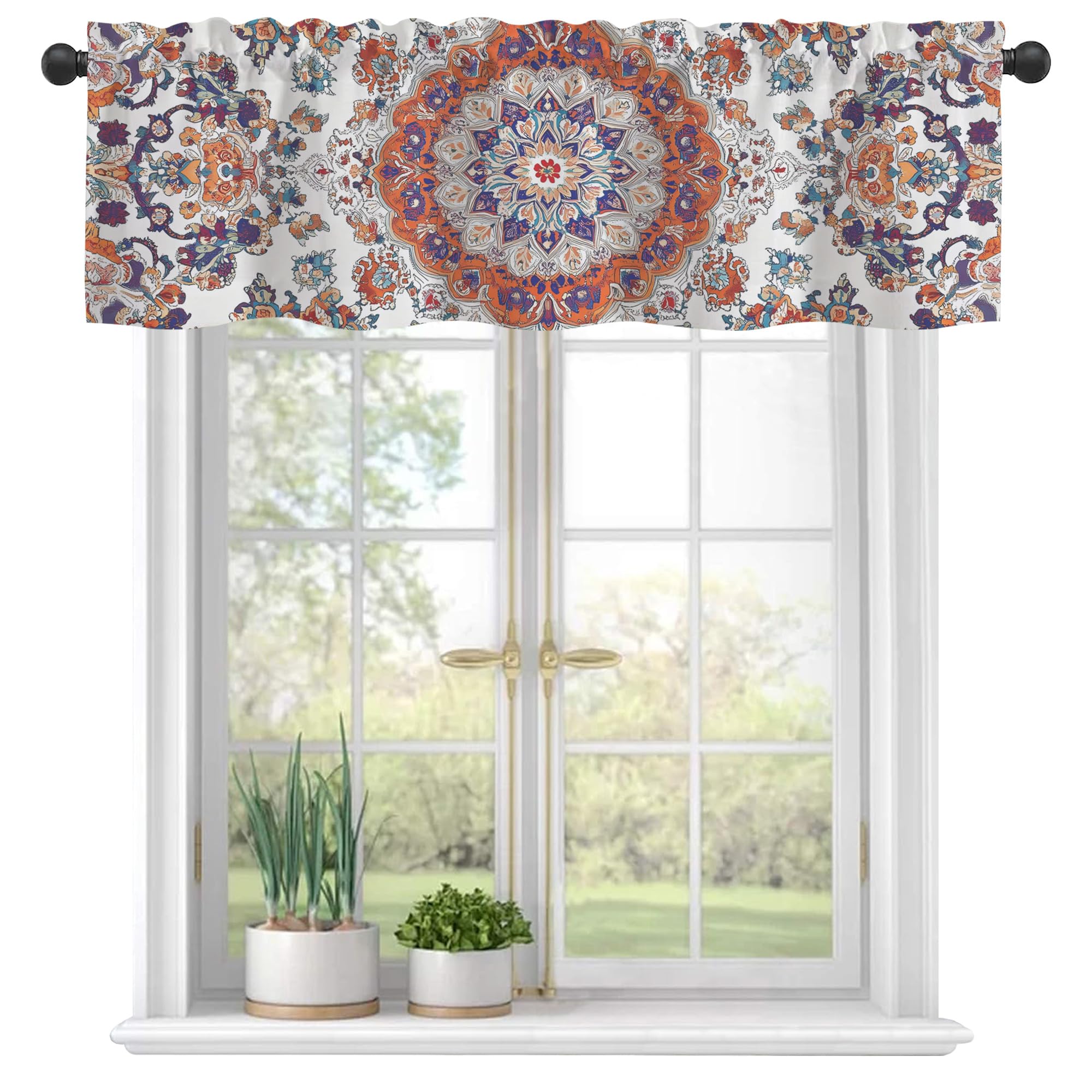 Amazon.com: Eflxamz Valances for Windows,Boho Style Ethnic Texture Semi ...