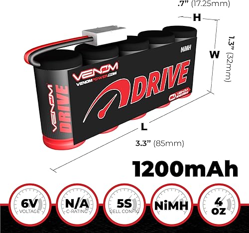 Miniatura 2 de Venom 6v 1200mAh 5-Cell receptor plano NiMH batería