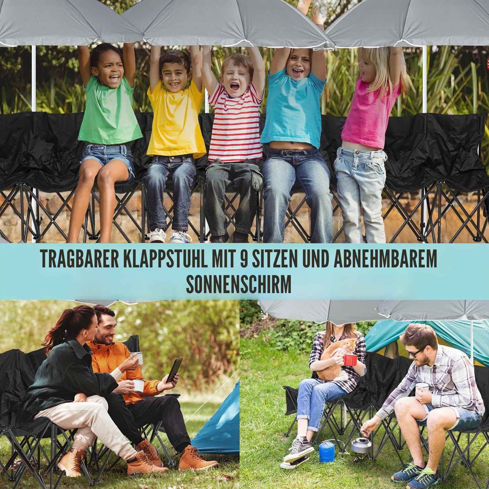 Cinnvoice Klappbare Fußballbank, tragbar, Team-Sport, Sideline, Teambank, Sitz mit Regenschirm, für Fußball, Camping, Reisen, Veranstaltungen, Outdoor-Sitzgelegenheiten mit Aufbewahrungstasche (9