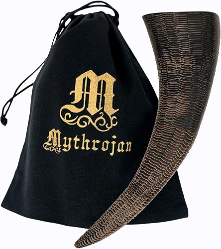 Miniatura 7 de Mythrojan Jarra Viking Buffalo Horn Mug para cerveza, Mead con taza de whisky gratis