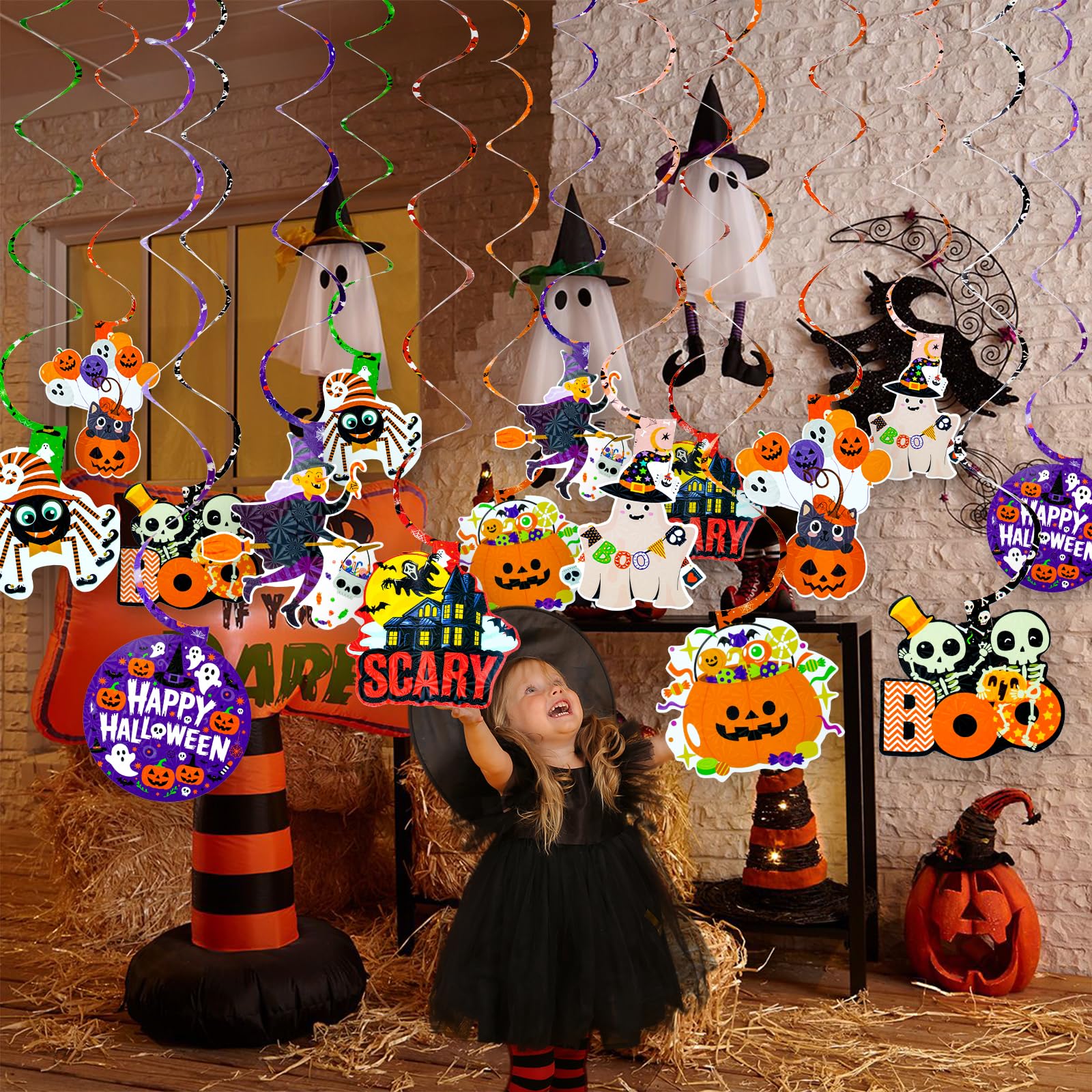 Paper Hanging Swirls Decorations for Halloween Party 24 Pack Paper Streamers Ceiling Decor - Image 4