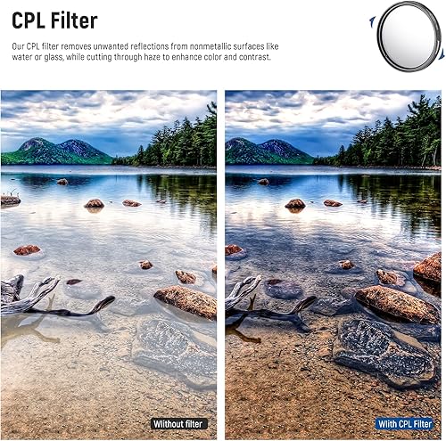 Miniatura 3 de NEEWER Kit de accesorios para lentes y filtros ND2 ND4 ND8 de 3.228 in NDCPLUVFLDde primer plano (+1+2+4+10), parasol para lente tulipán, parasol de