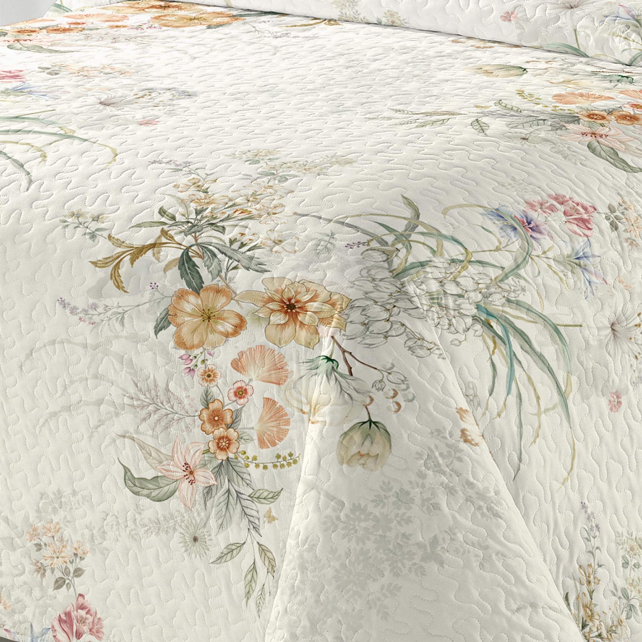 Fanny & Céline Couvre-lit Boutis épais matelassé 220x240cm avec 2 Taies 65x65cm M23-6068